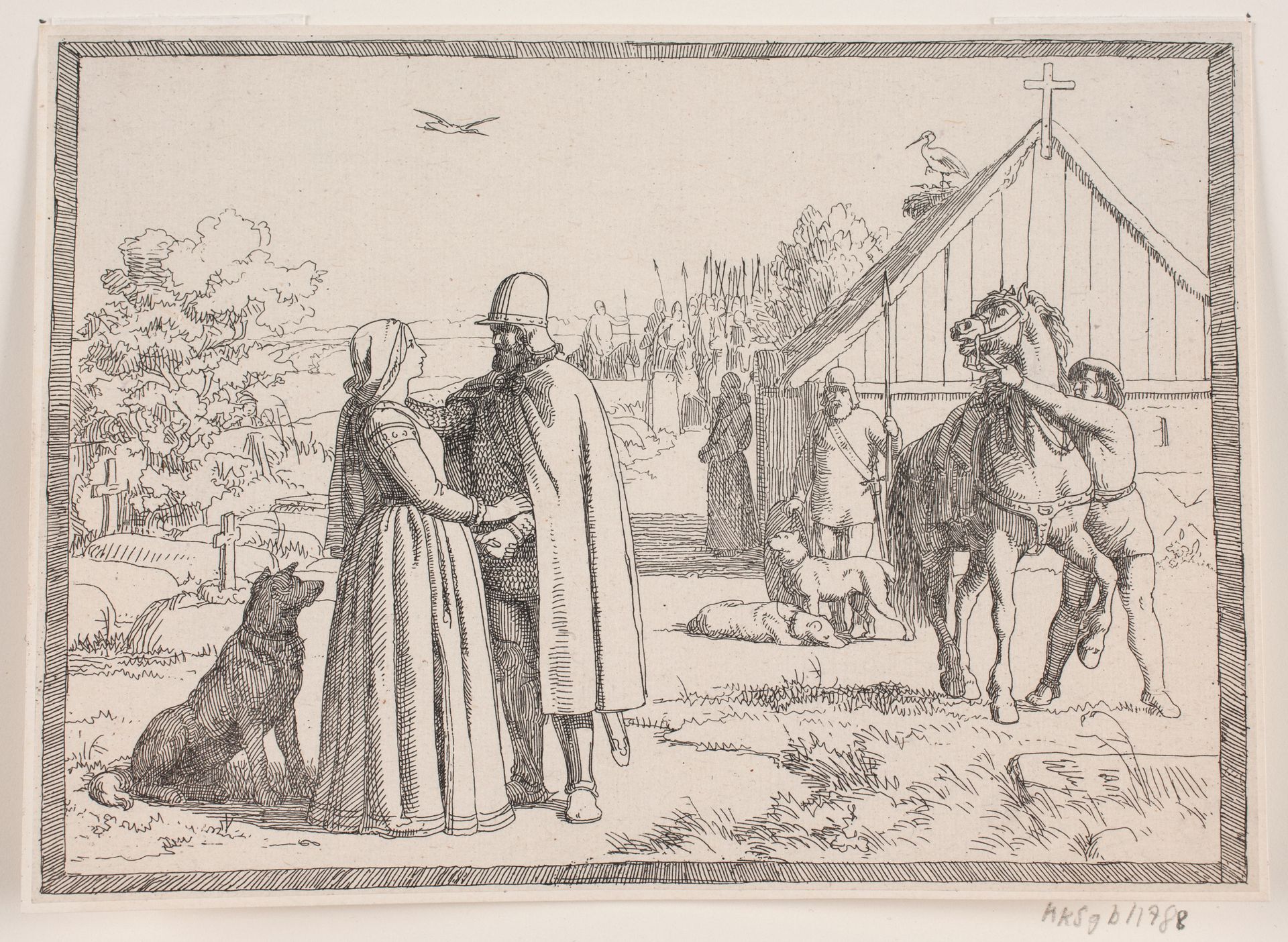 Illustration til Adam Oehlenschlägers digt "De to kirketårne" by Lorenz Frølich