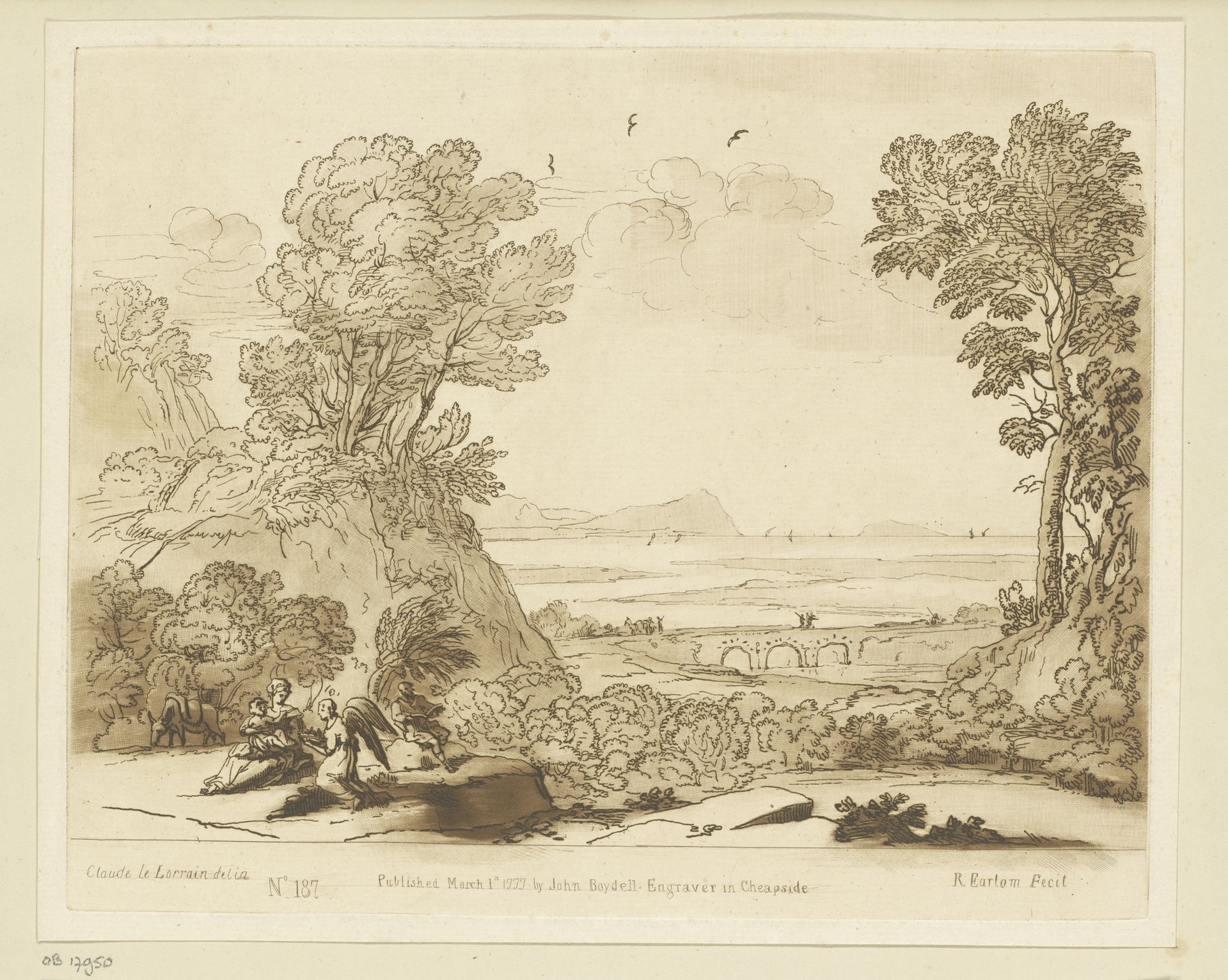 Landschap met engel en rust tijdens de vlucht naar Egypte by Richard Earlom