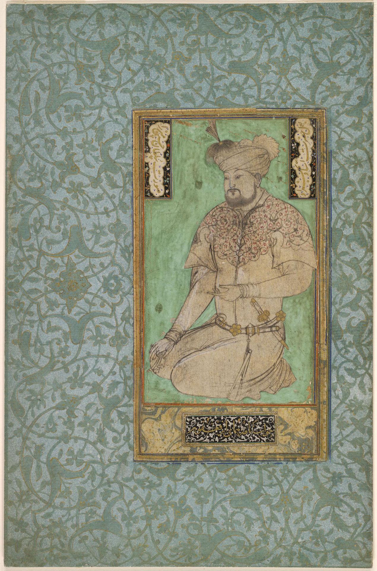 Portrait of Sultan Husayn Mirza, folio from an album by Attributed to Bihzad