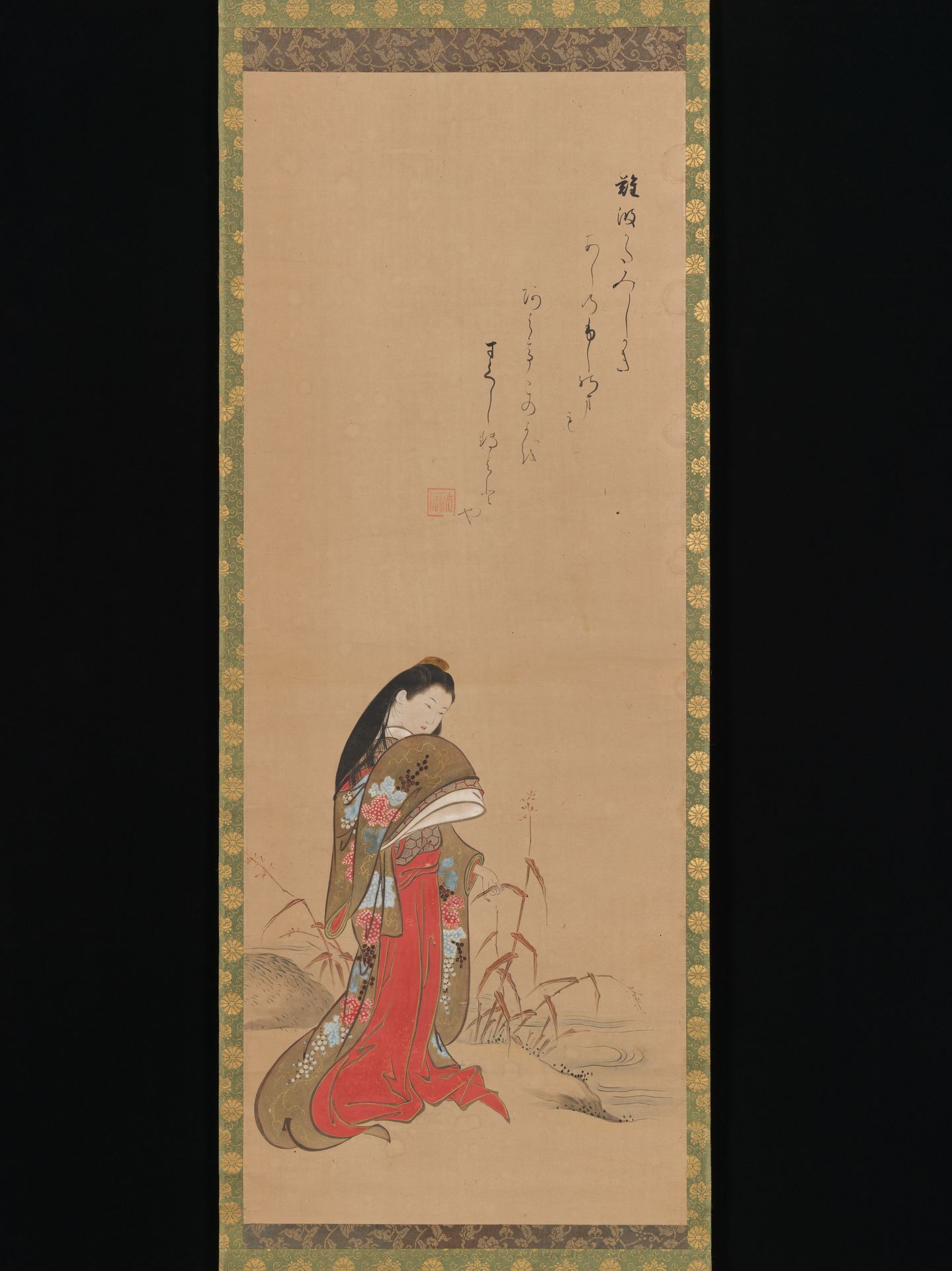 Lady Ise by the Riverbank by Nishikawa Sukenobu 西川祐信