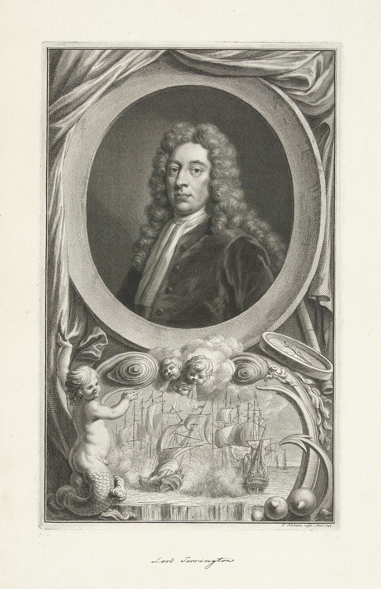 Portret van George Byng by Jacob Houbraken
