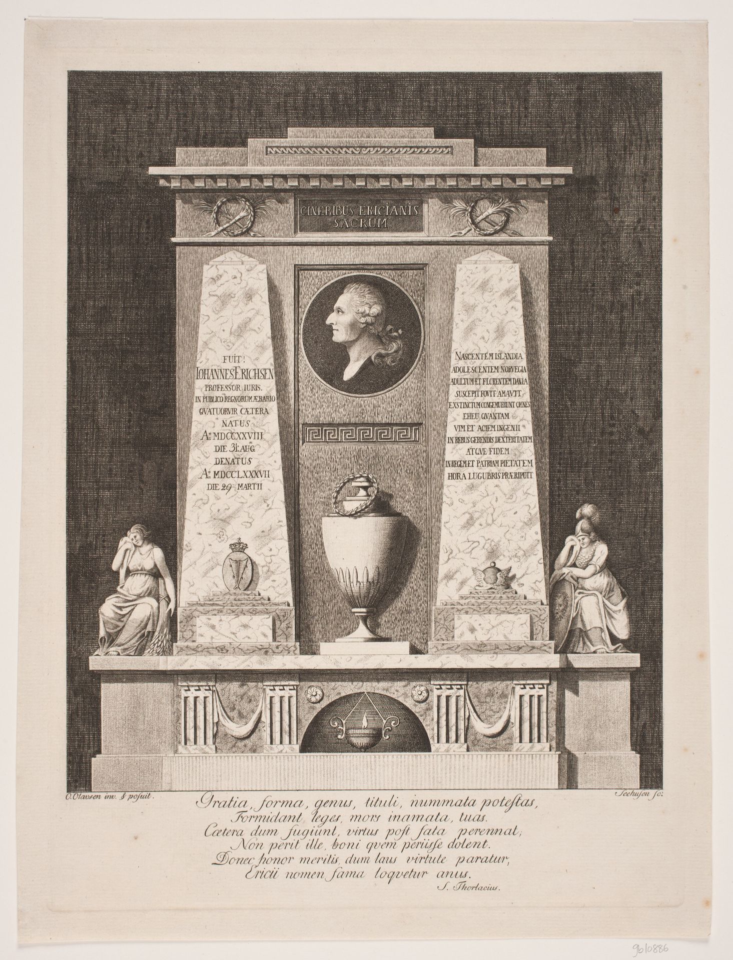 Gravmonument over kongelig bibliotekar Jon Erichsen by Johan Christoph Seehusen