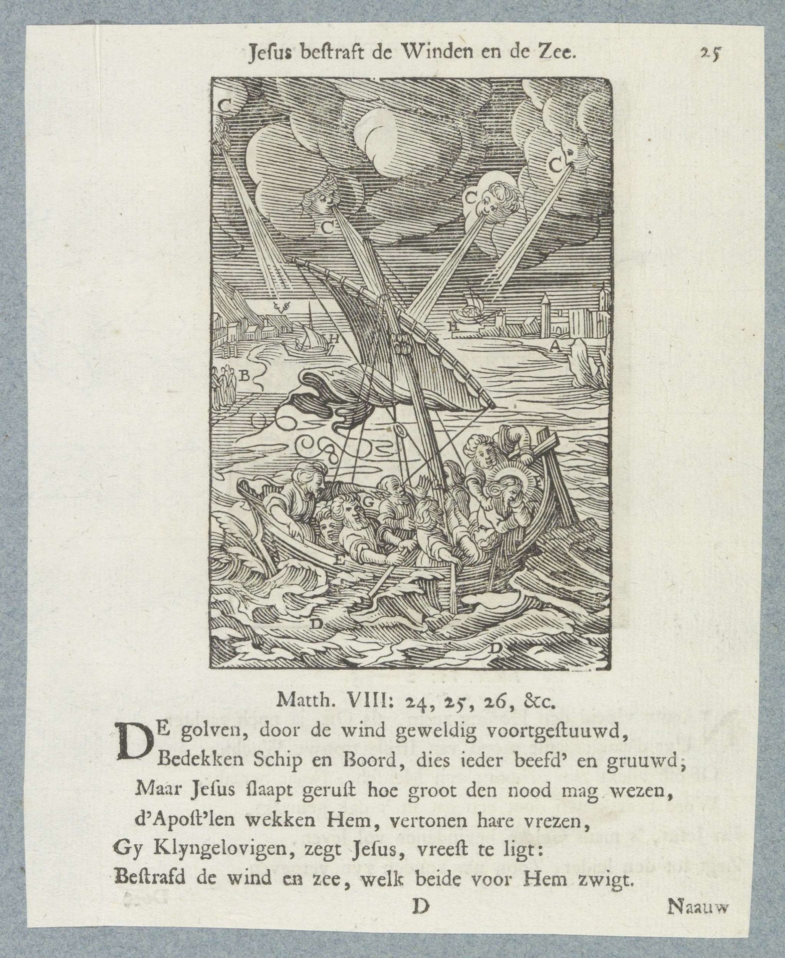 Storm op het Meer van Galilea by Christoffel van (II) Sichem