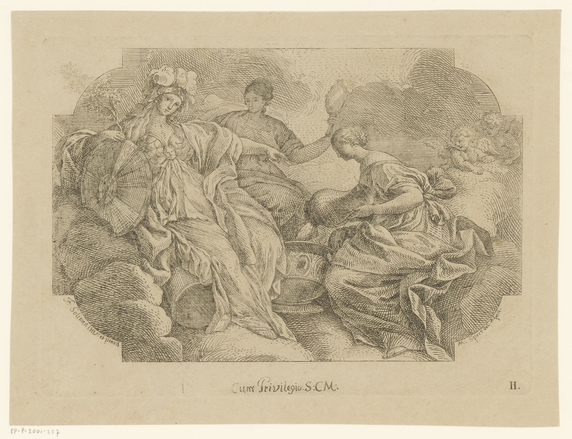 Vrouwelijke personificaties van wijsheid, voorzichtigheid en gematigdheid by Martin Speer