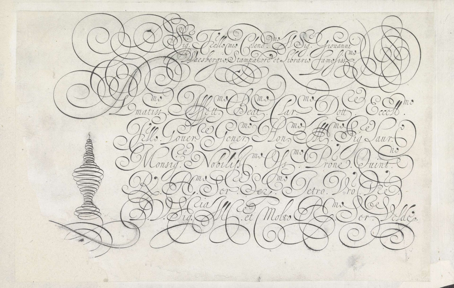 Ontwerp van een schrijfvoorbeeld: Sig. fr[at]ello mio (...). by Jan van de Velde I