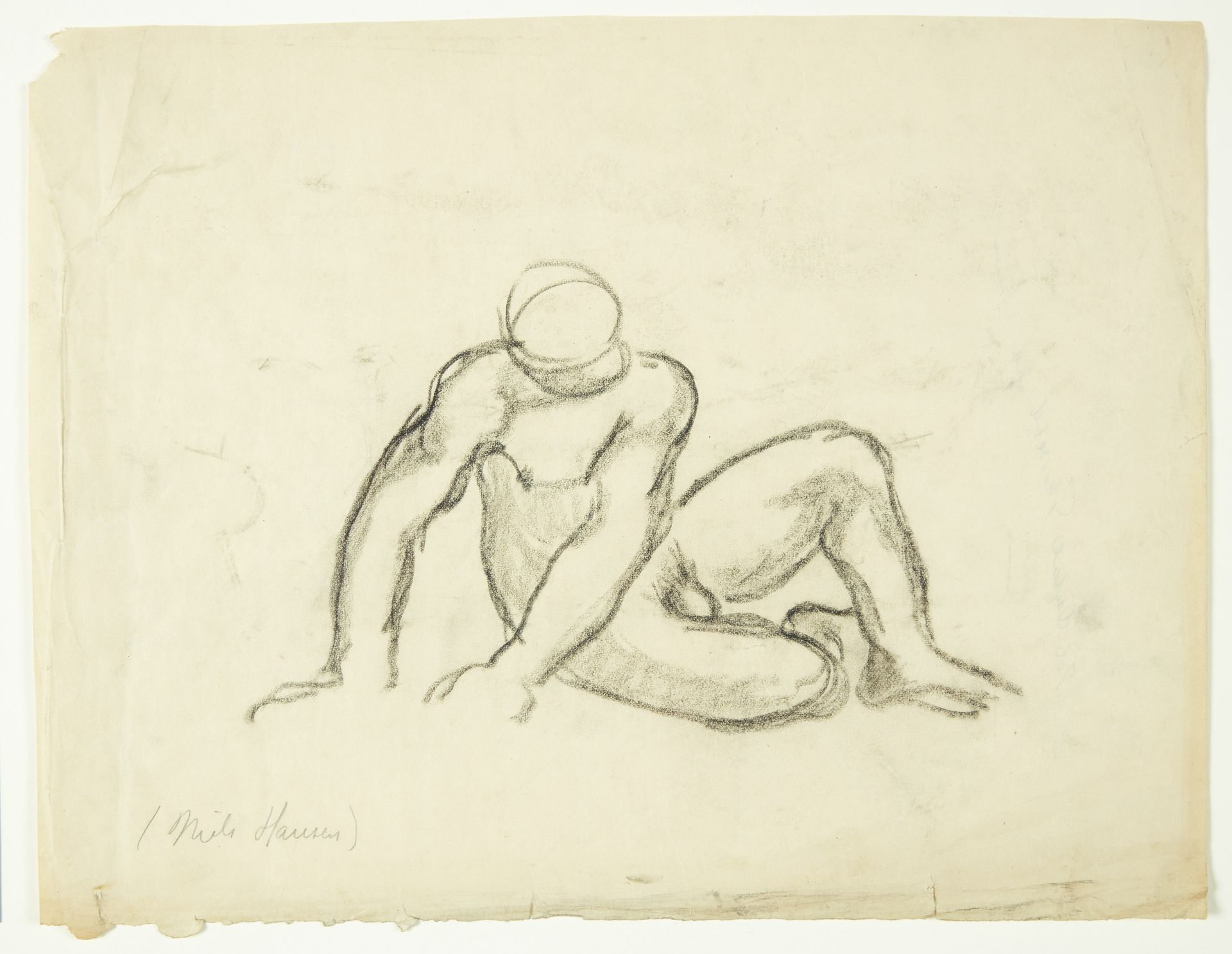 Studie af siddende nøgen mand by Niels Hansen