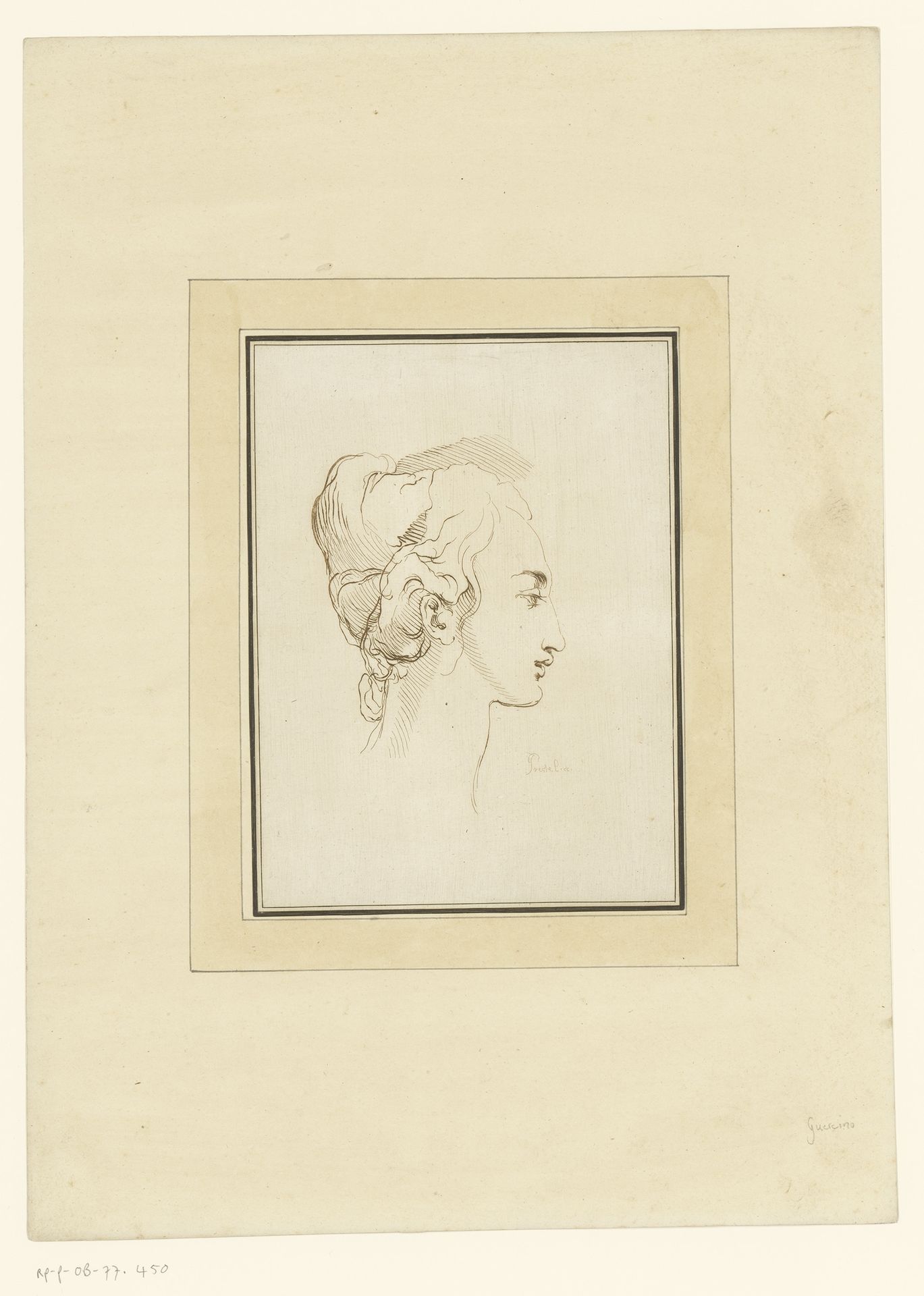 Kop van een jonge vrouw by Johann Gottlieb Prestel