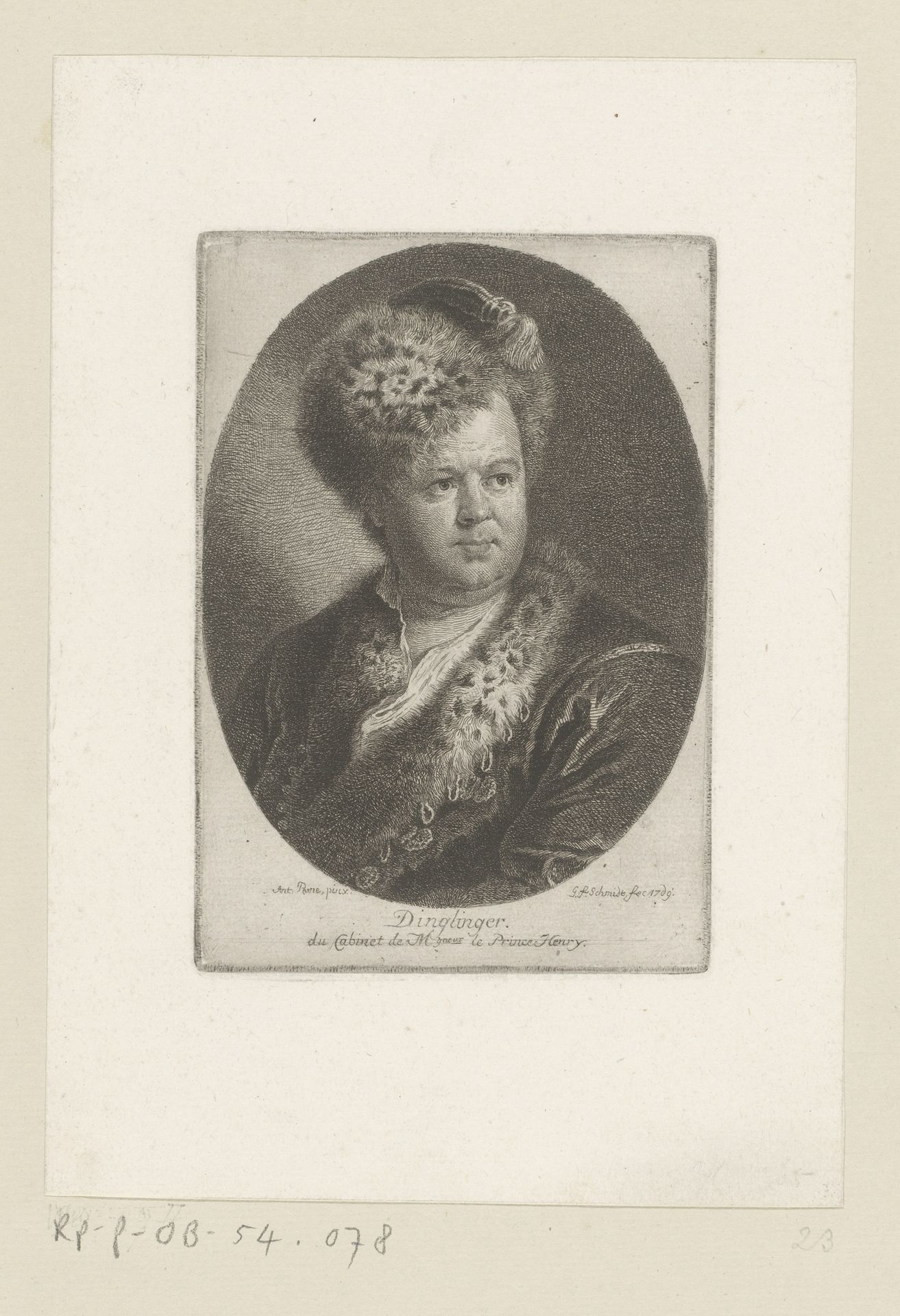 Portret van Johann Melchior Dinglinger by Georg Friedrich Schmidt