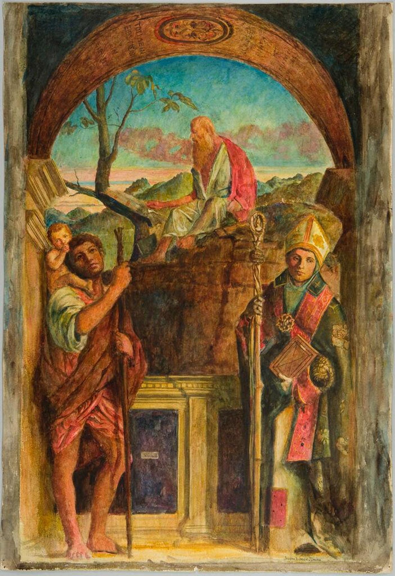 Saint Jerome, with Saints Christopher and Louis of Toulouse, after Bellini by Joseph Smith