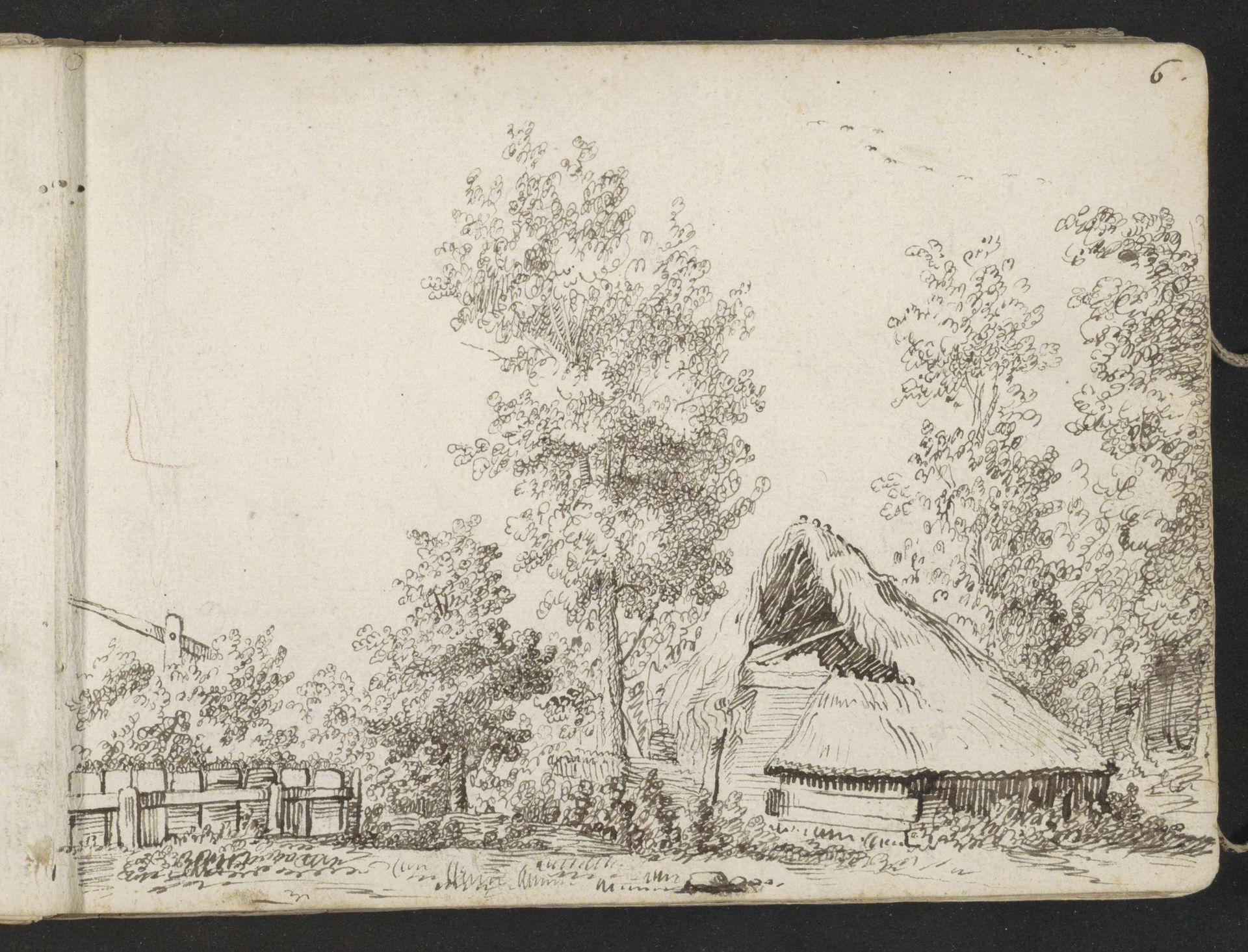 Schuur en een waterput buiten Zwolle by Gerard ter (II) Borch
