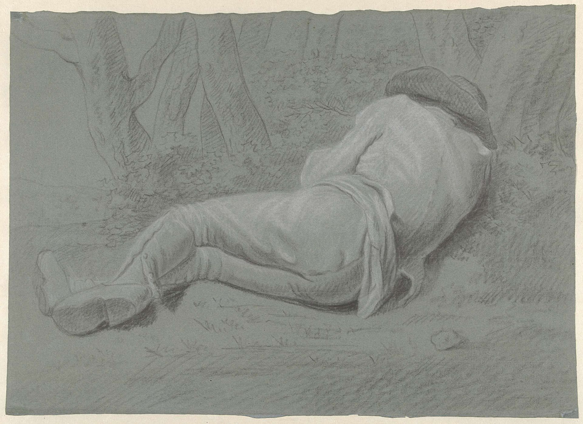 Man liggend onder bomen by Jacob Ernst Marcus