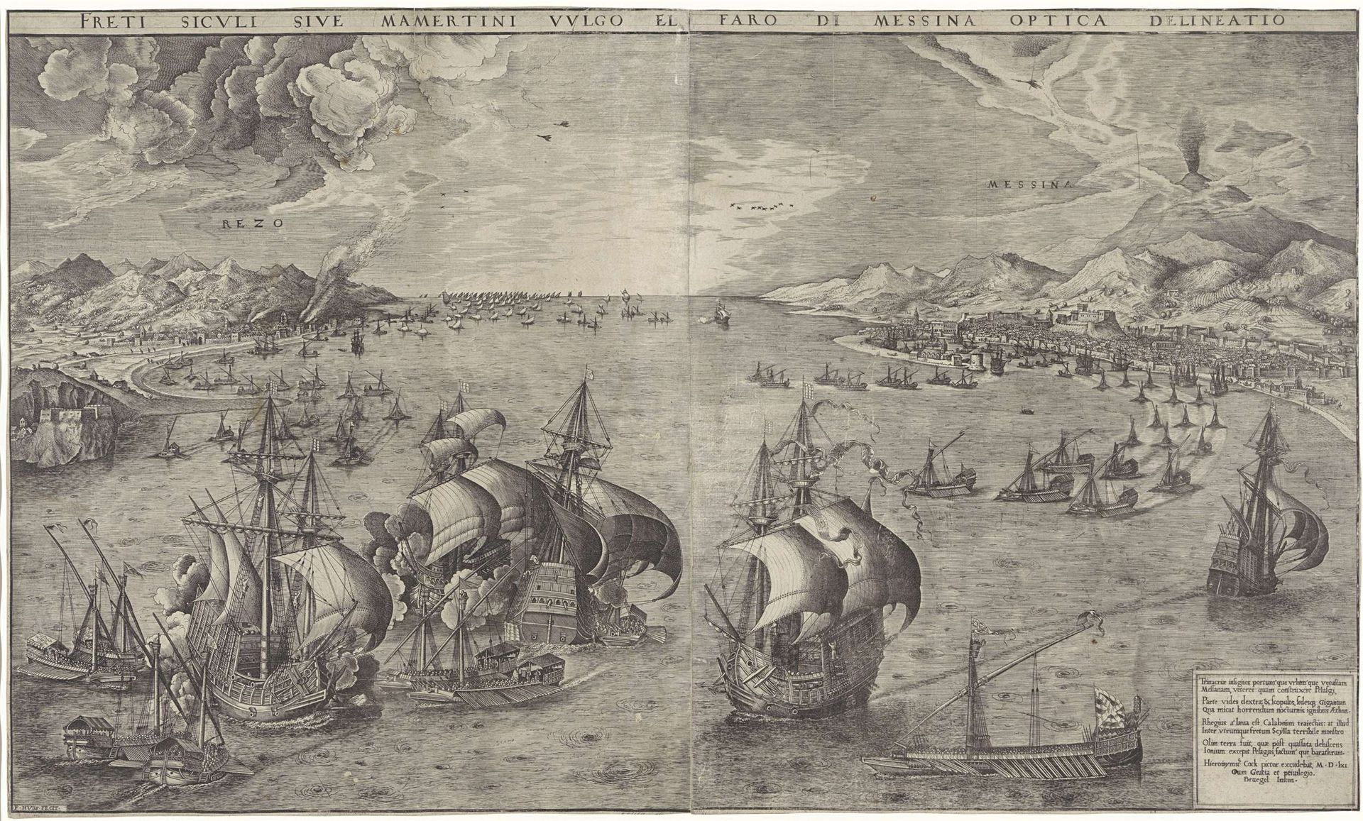 Zeeslag in de Straat van Messina by Frans Huys