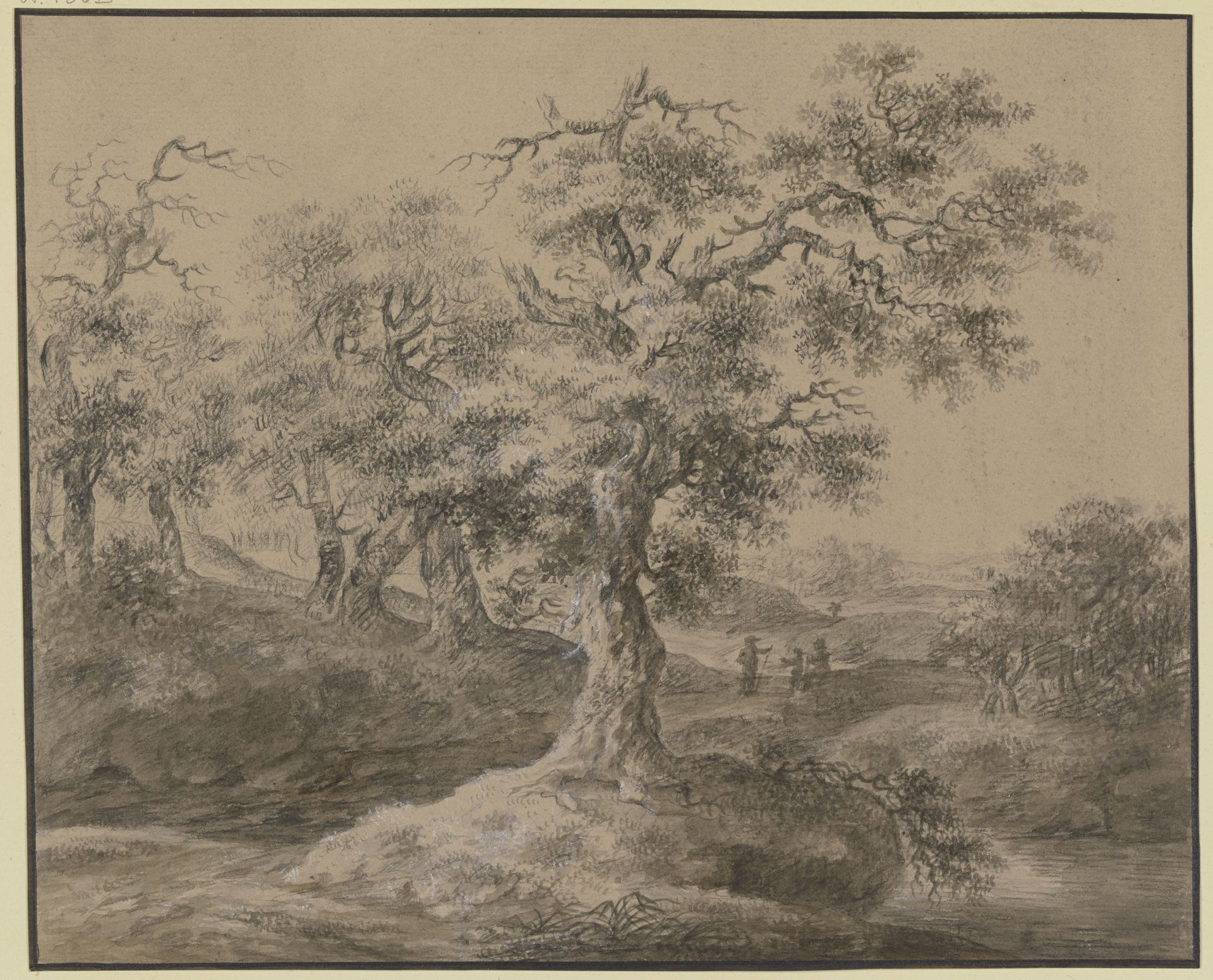 Eichenwald, am Weg eine rastende Familie by Heinrich Wüest