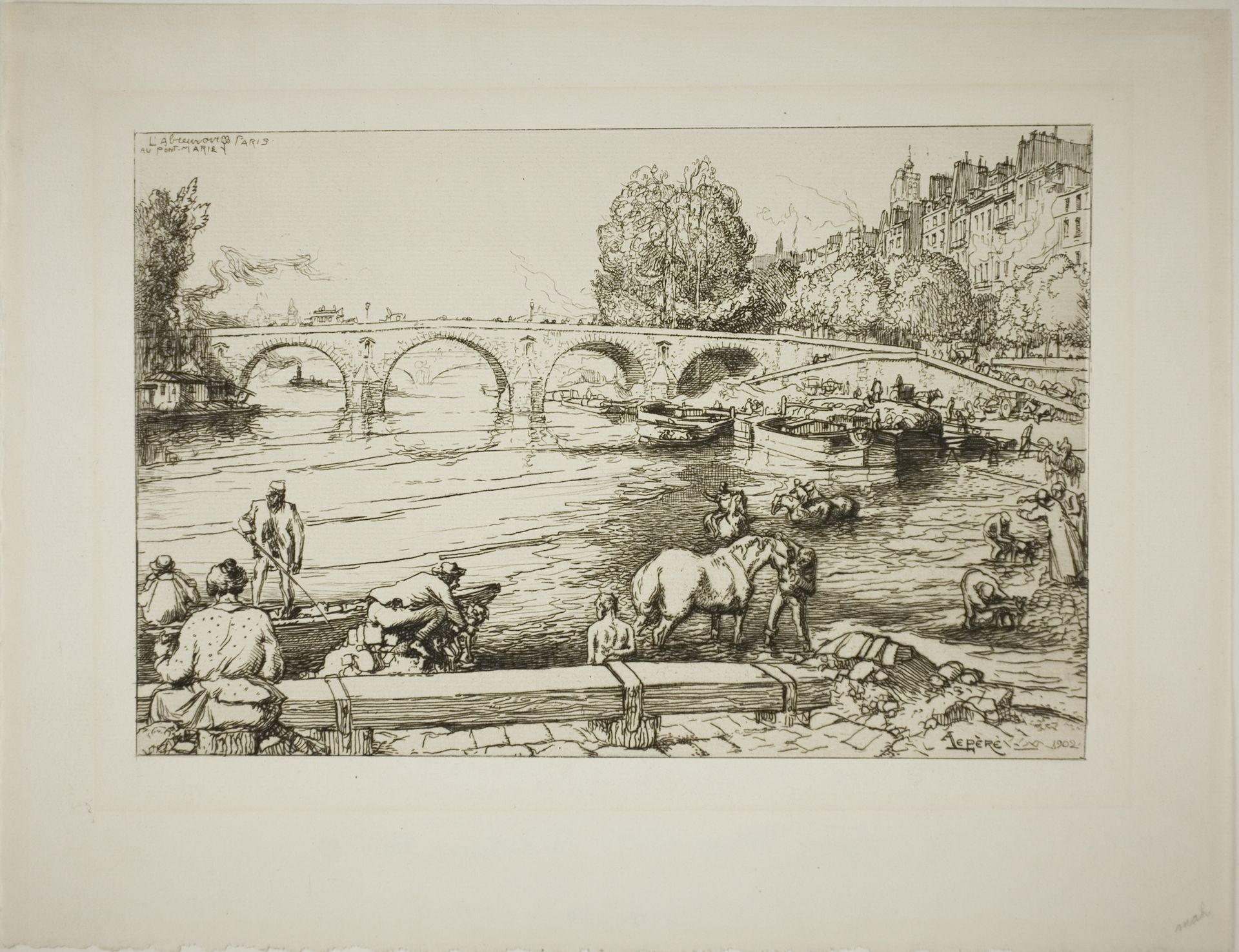 The Watering Place at the Pont Marie by Auguste-Louis Lepère