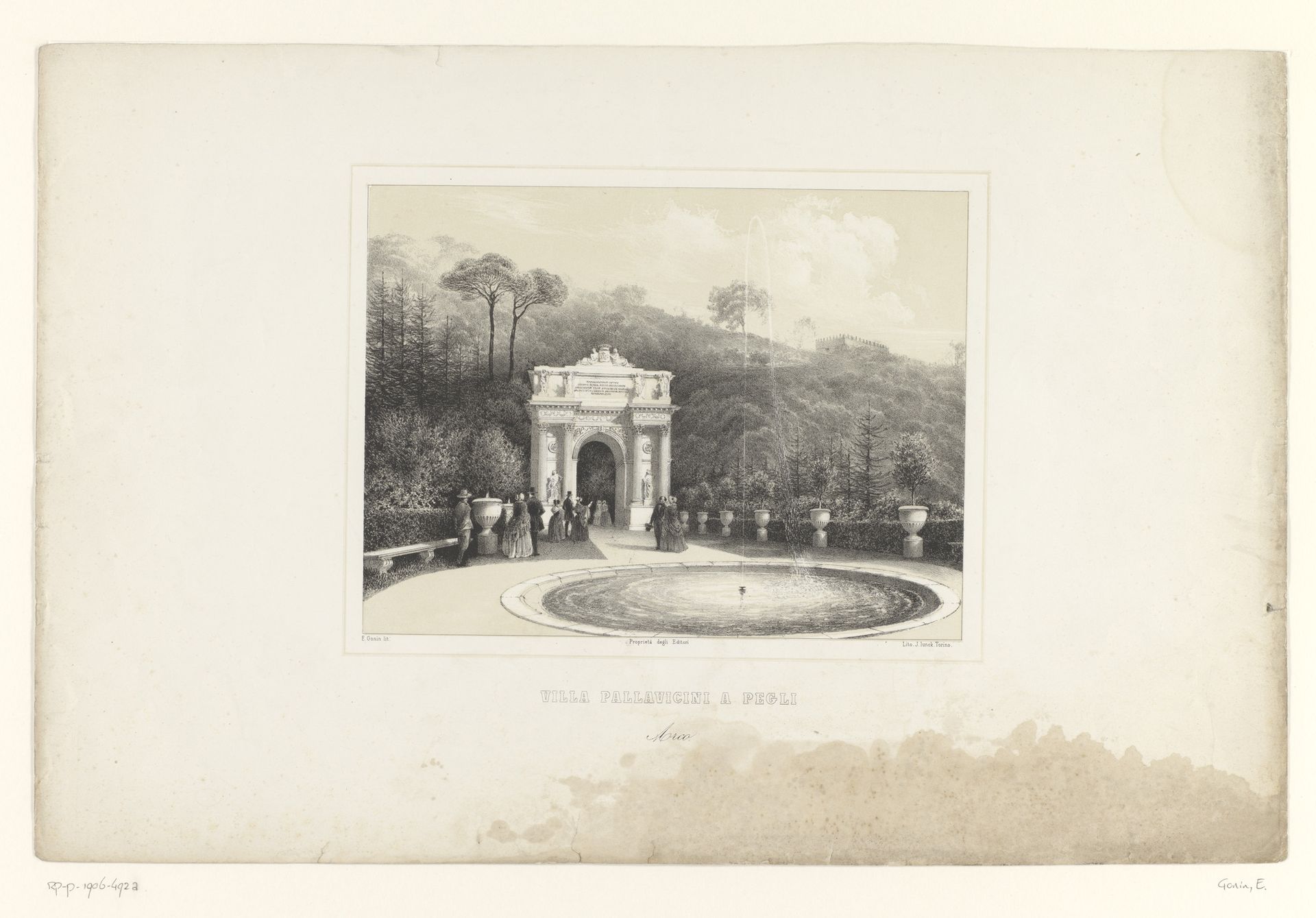 Triomfboog in de tuin bij Villa Pallavicini te Genua by Enrico Gonin
