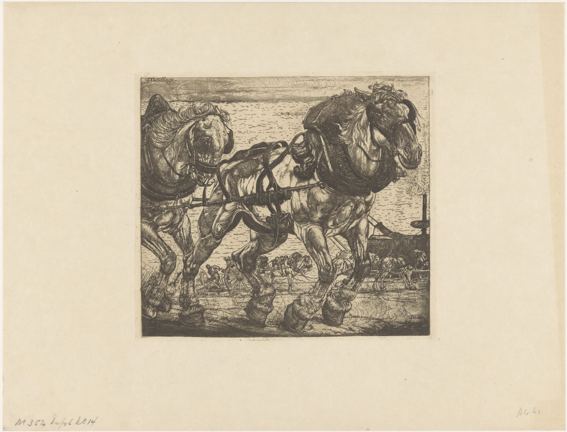 Trekpaarden bij de Seine in Parijs by Pieter Dupont