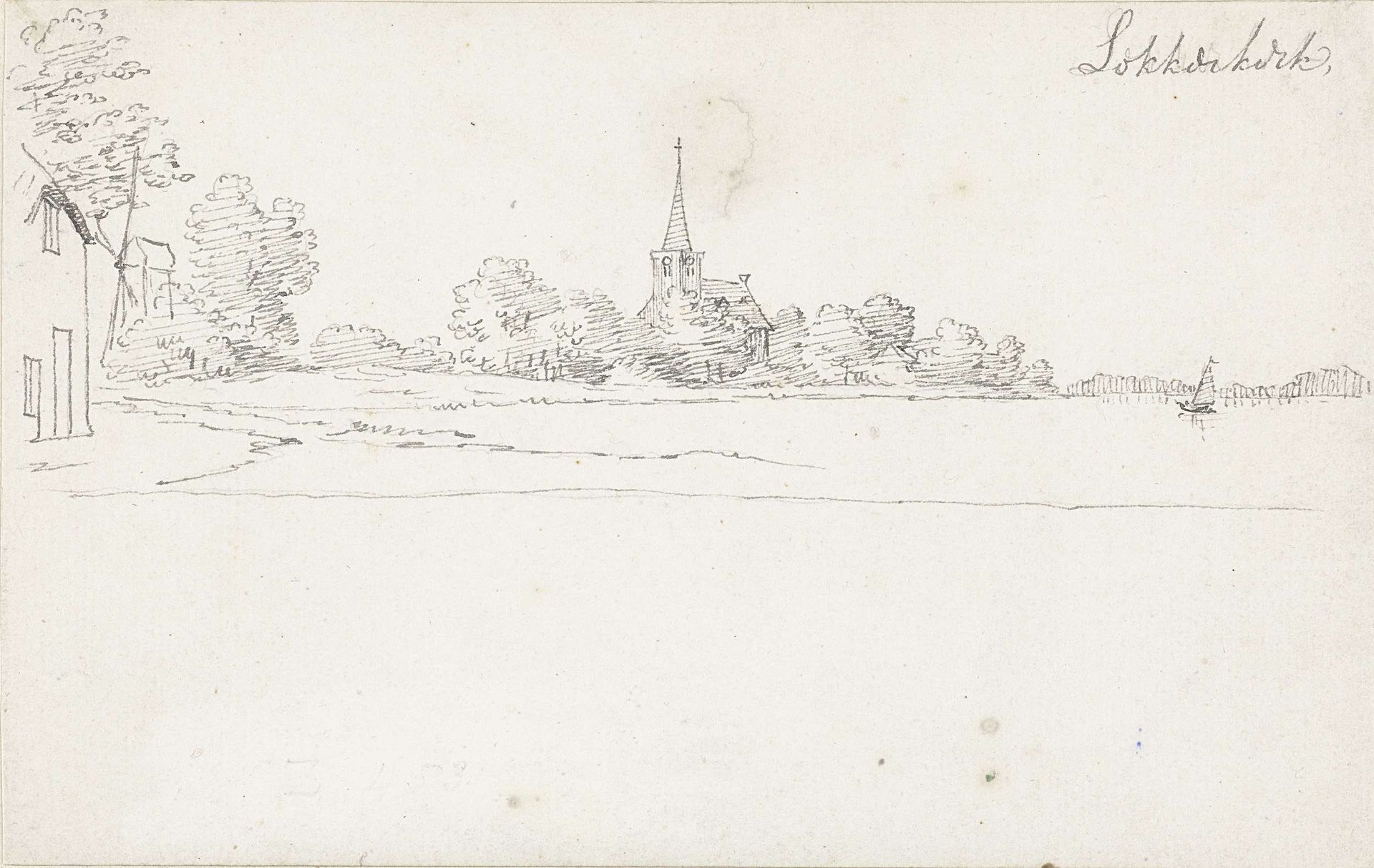 Gezicht op Lekkerkerk over de Lek by Cornelis Pronk