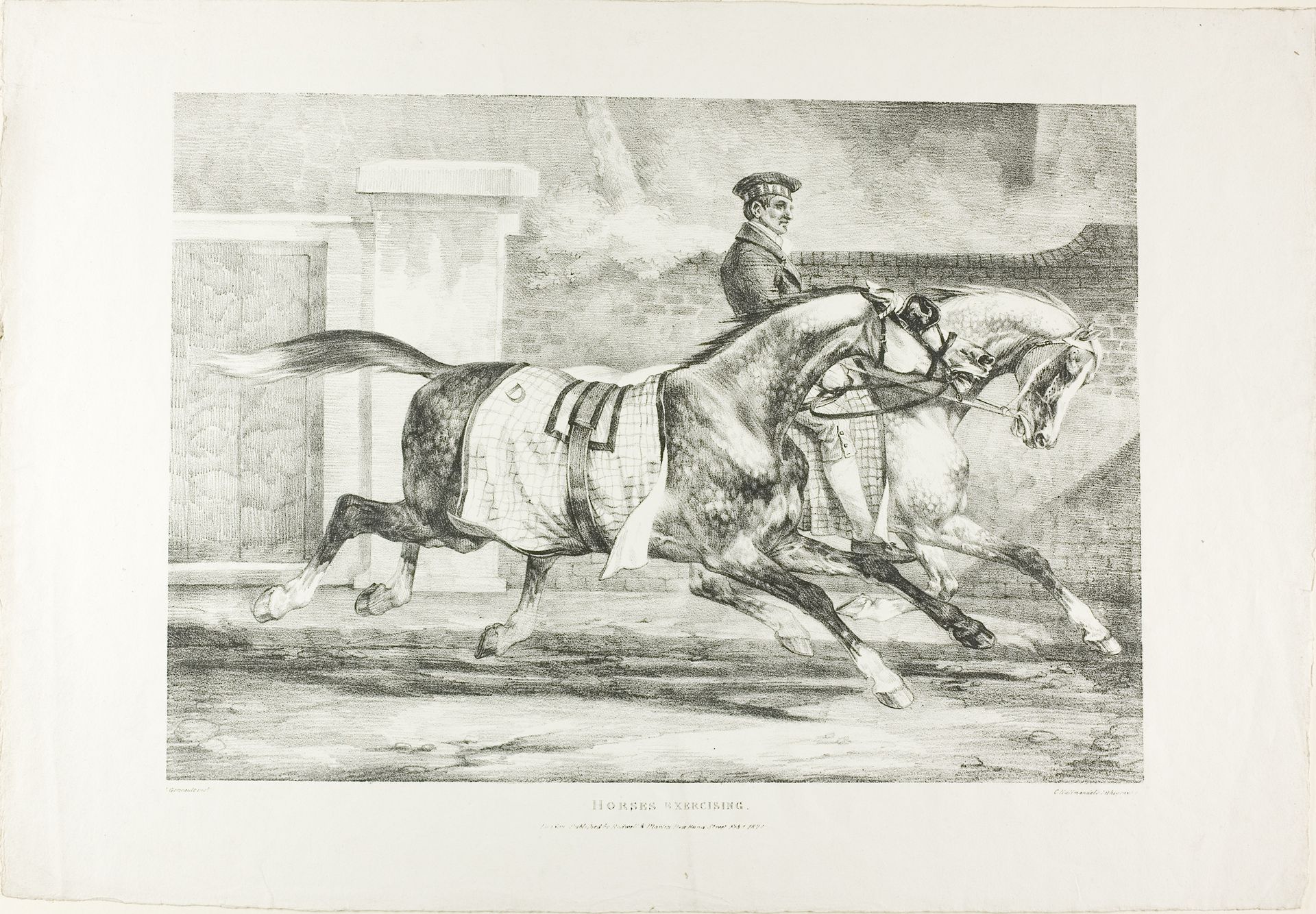 Horses Exercising, plate 6 from Various Subjects Drawn from Life on Stone by Théodore Géricault