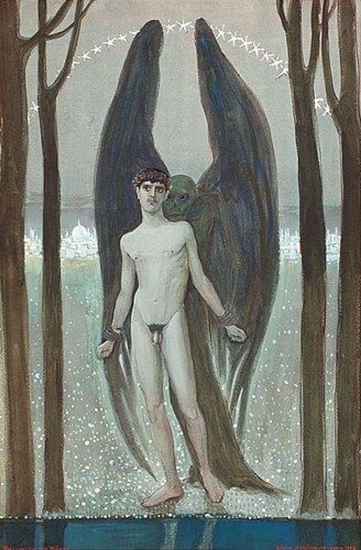 Young man with death by Gosta Adrian-Nilsson