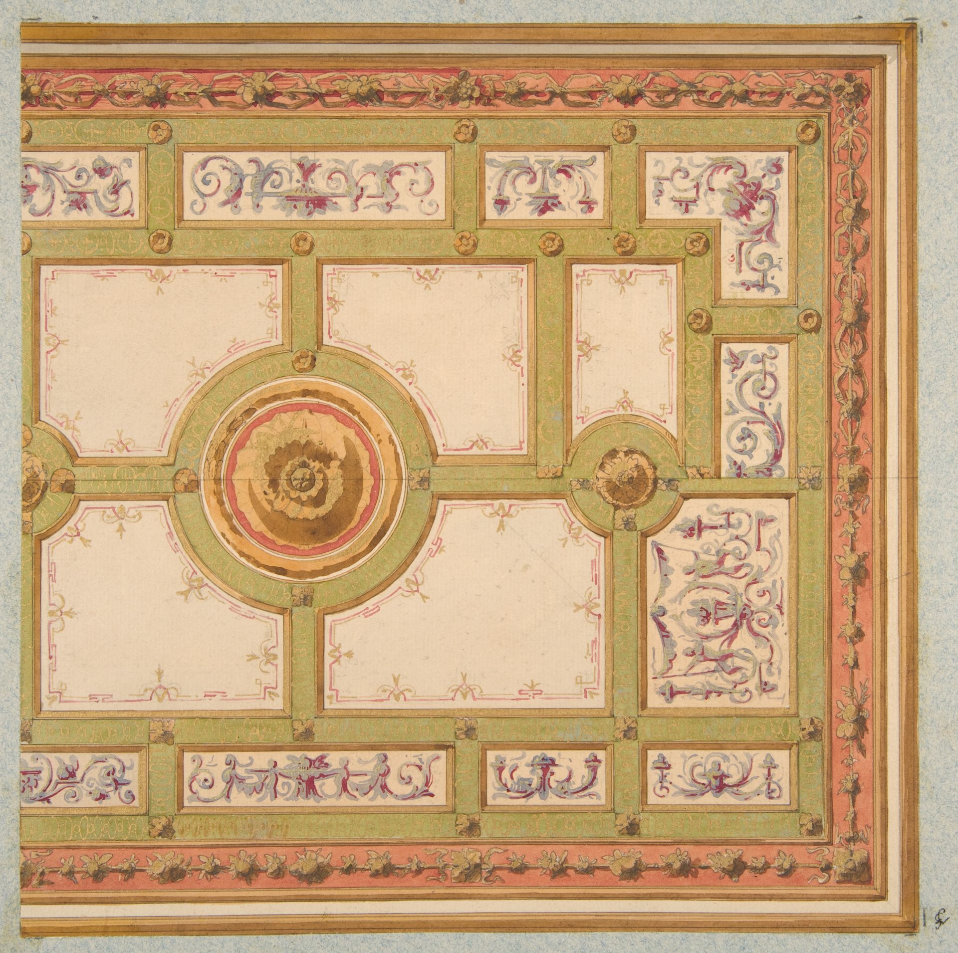 Alternative designs for the painted decoration of a ceiling by Jules-Edmond-Charles Lachaise