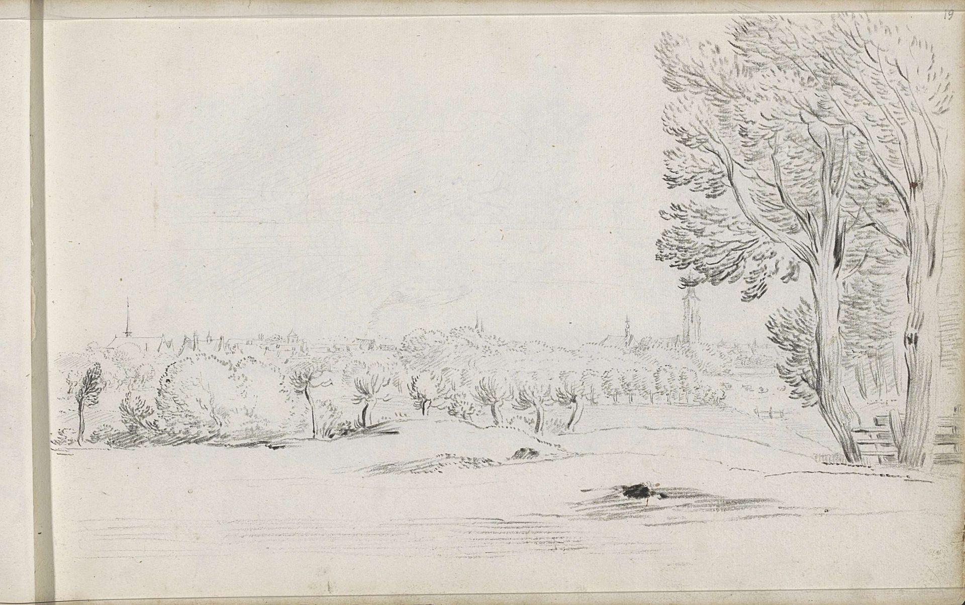 Gezicht op Den Haag met de Grote of St. Jacobskerk by Pieter Moninckx
