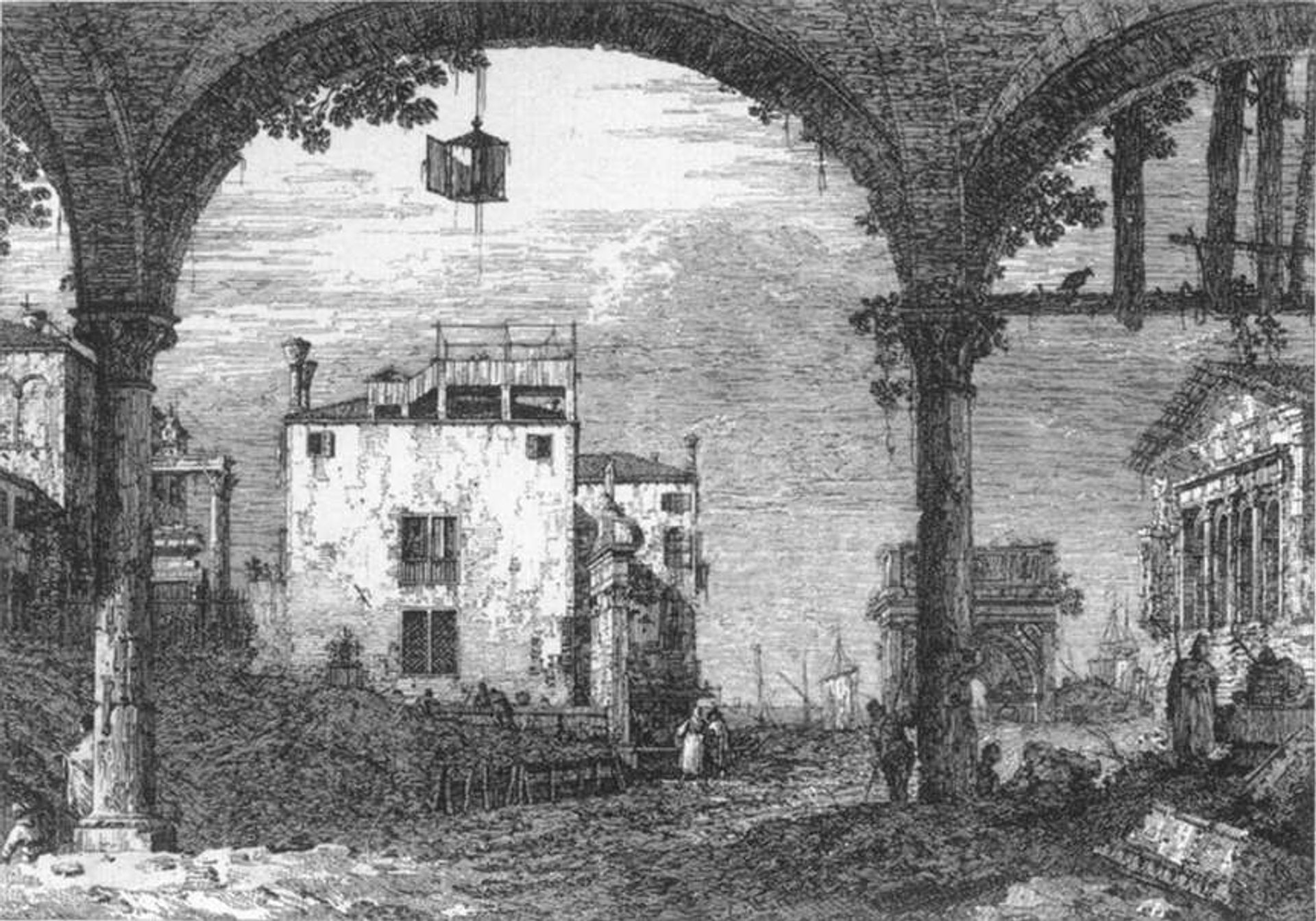 Capriccio with a Portico by Canaletto