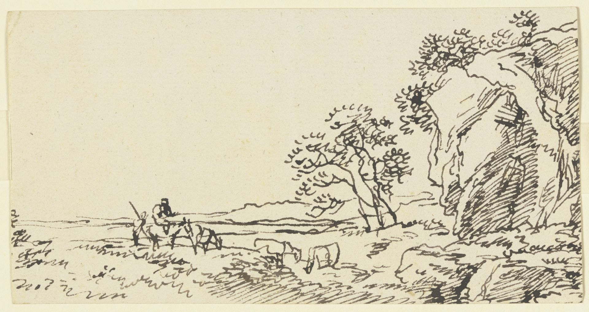 Weidelandschaft mit Vieh, rechts ein Felssporn by Franz Kobell