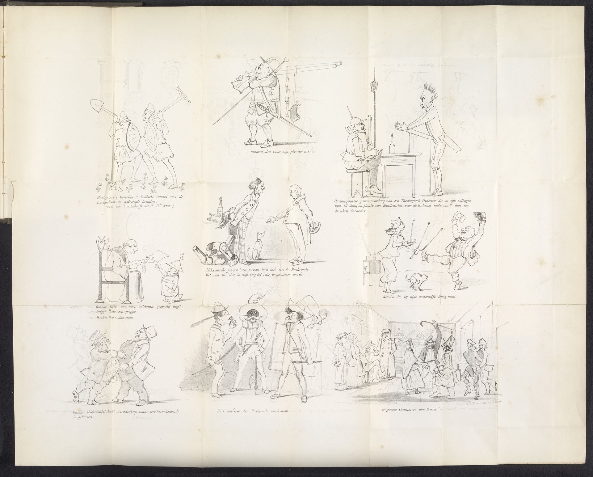 Spotprent in Leidse studentenalmanak, 1851 by Carel Christiaan Antony Last