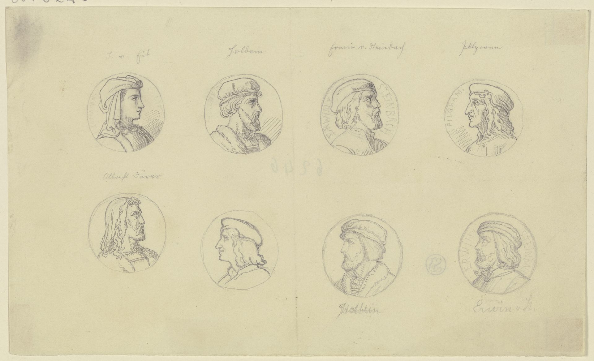 Köpfchen zur Einfassung der Veitschen Freskobilder im Städelschen Kunstinstitut by Eugen Eduard Schäffer