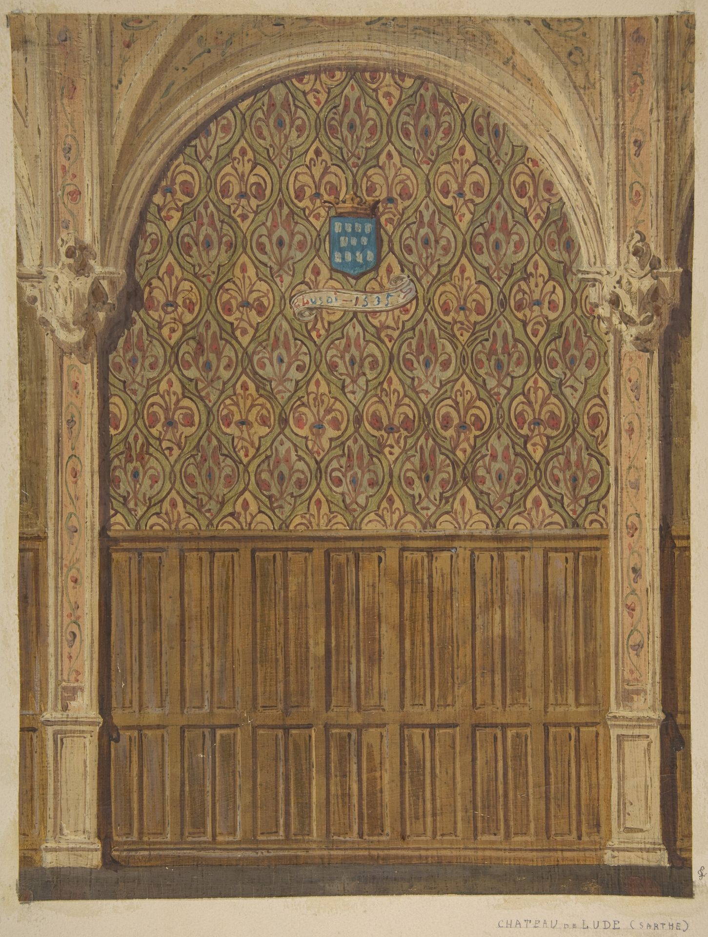 Design for wall decoration in a gallery of the Chateau de Lude, Sarthe by Jules-Edmond-Charles Lachaise