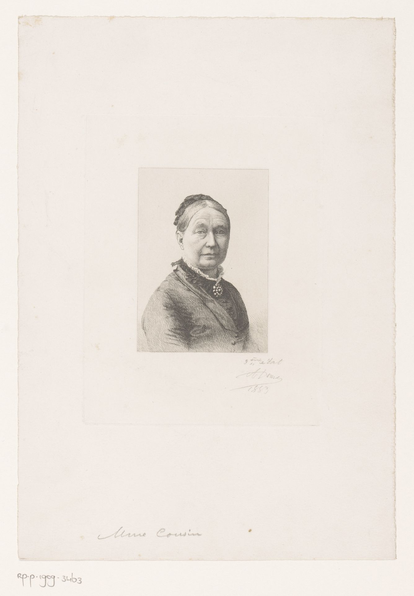 Portret een onbekende vrouw, mogelijk mevrouw Courtois by Auguste Danse