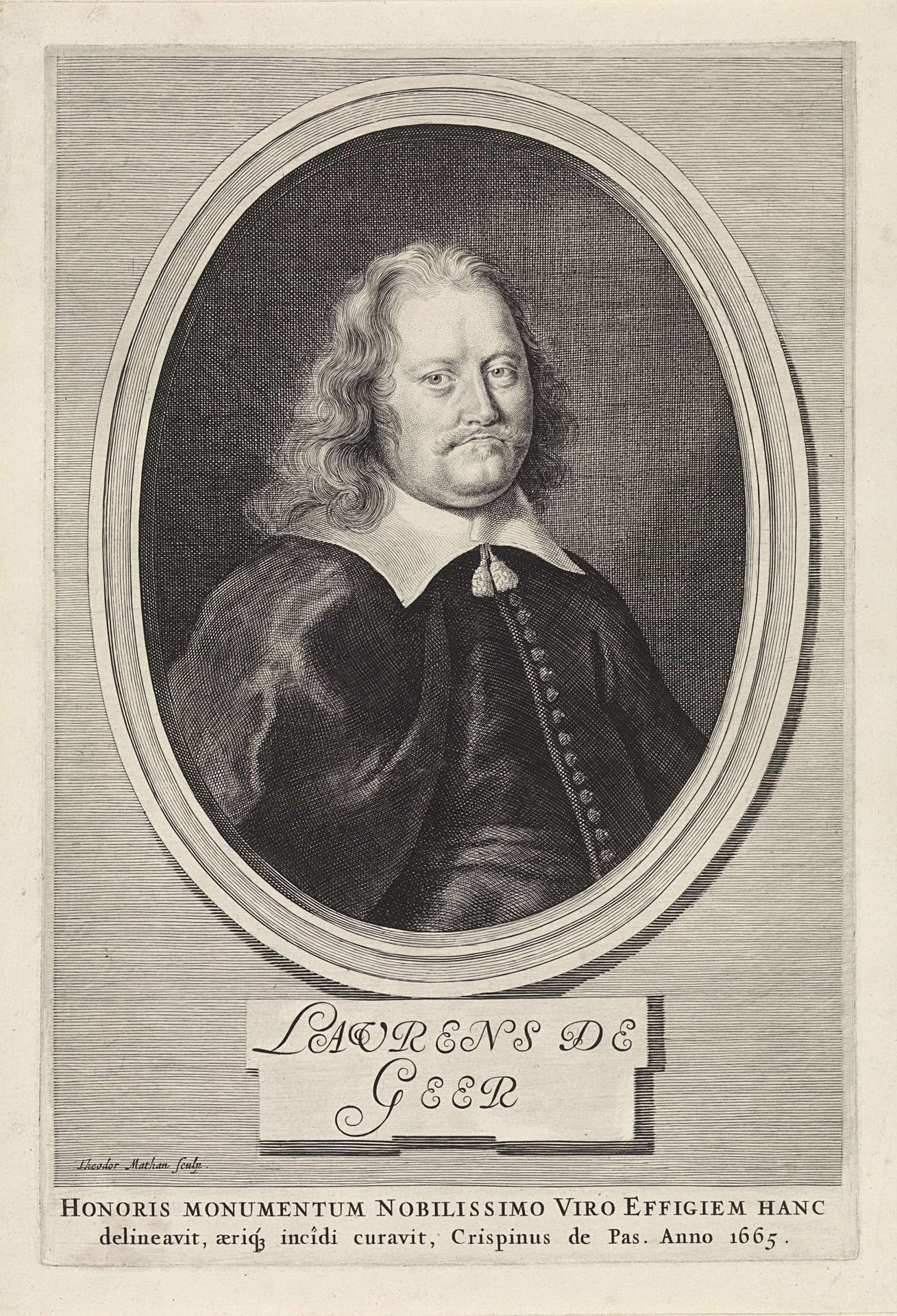 Portret van Laurens de Geer by Theodor Matham