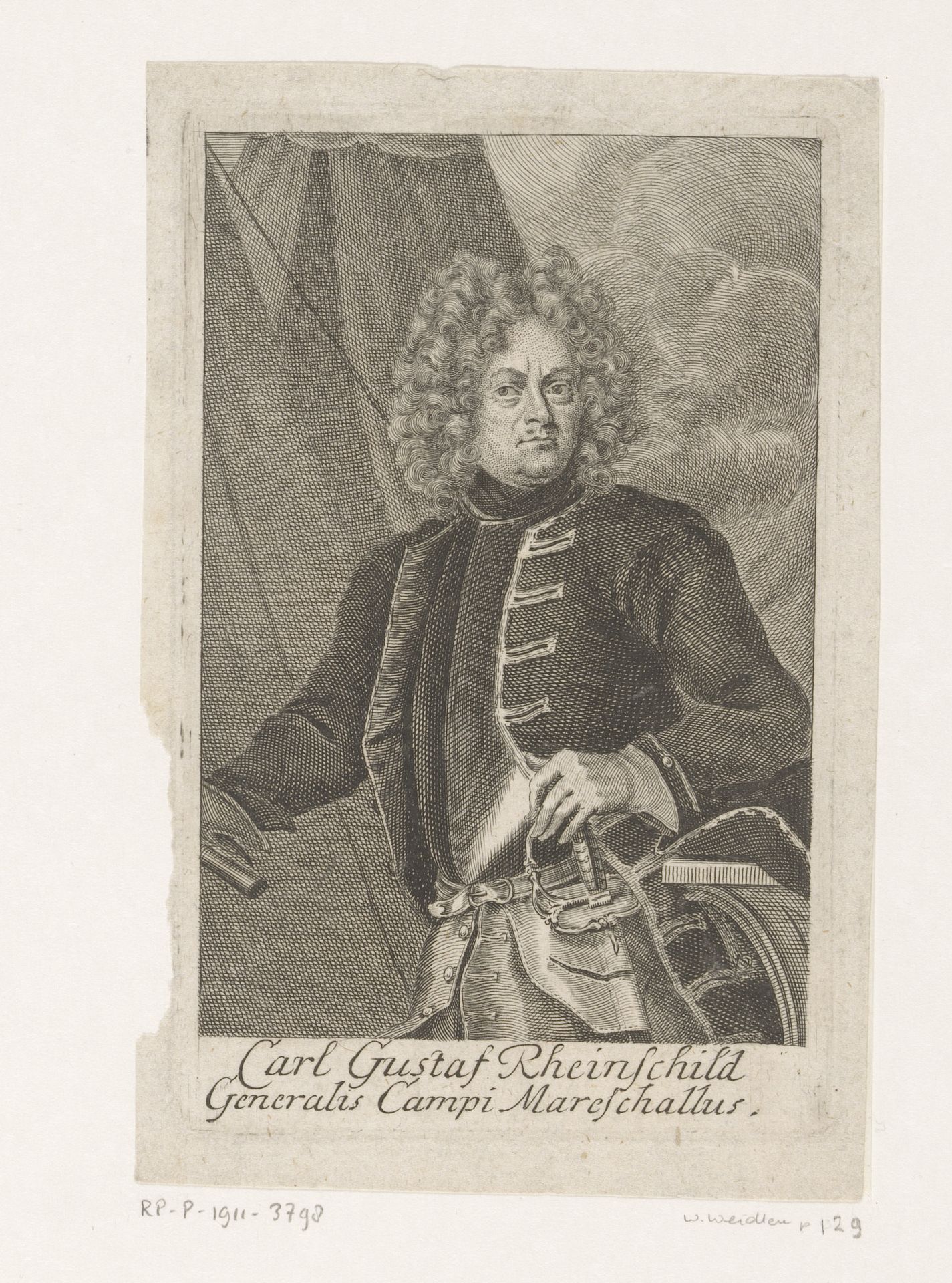 Portret van Carl Gustaf Rehnskiöld by Martin Bernigeroth