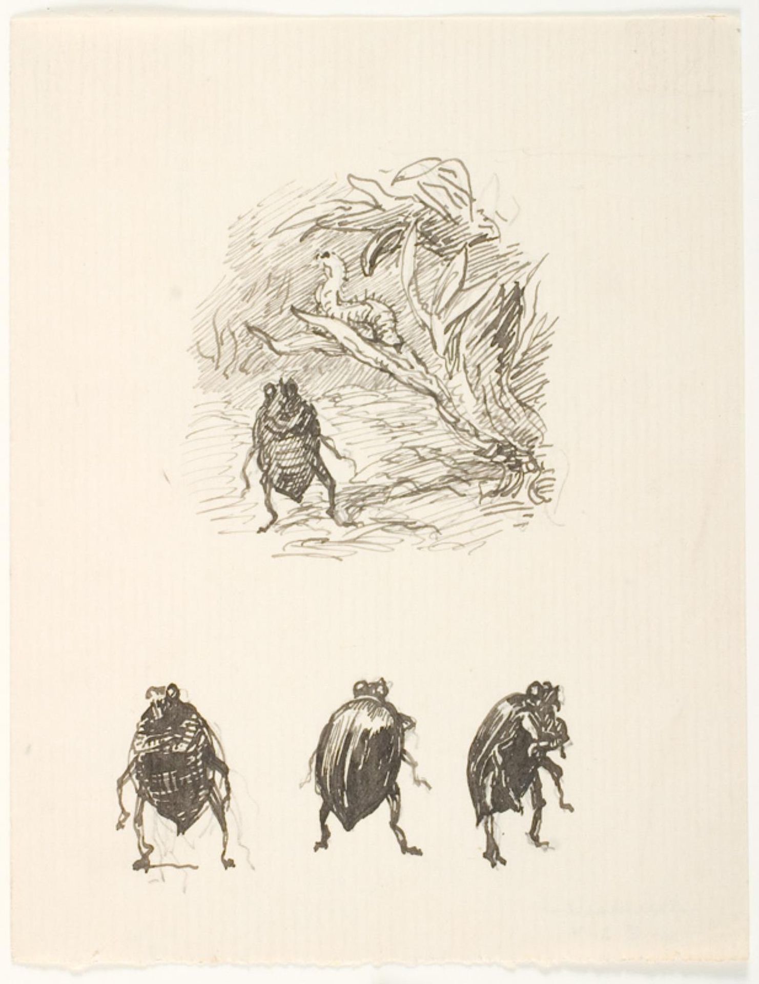 Illustrationsudkast til H.C. Andersen, Skarnbassen by Lorenz Frølich