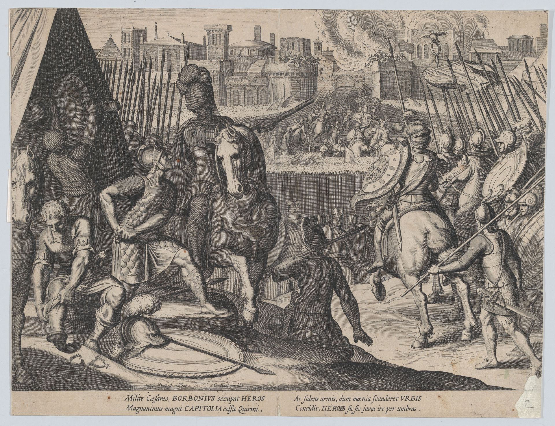 Plate 2: The city of Rome taken by Constable of Bourbon, from the Triumphs of Charles V by Cornelis Boel
