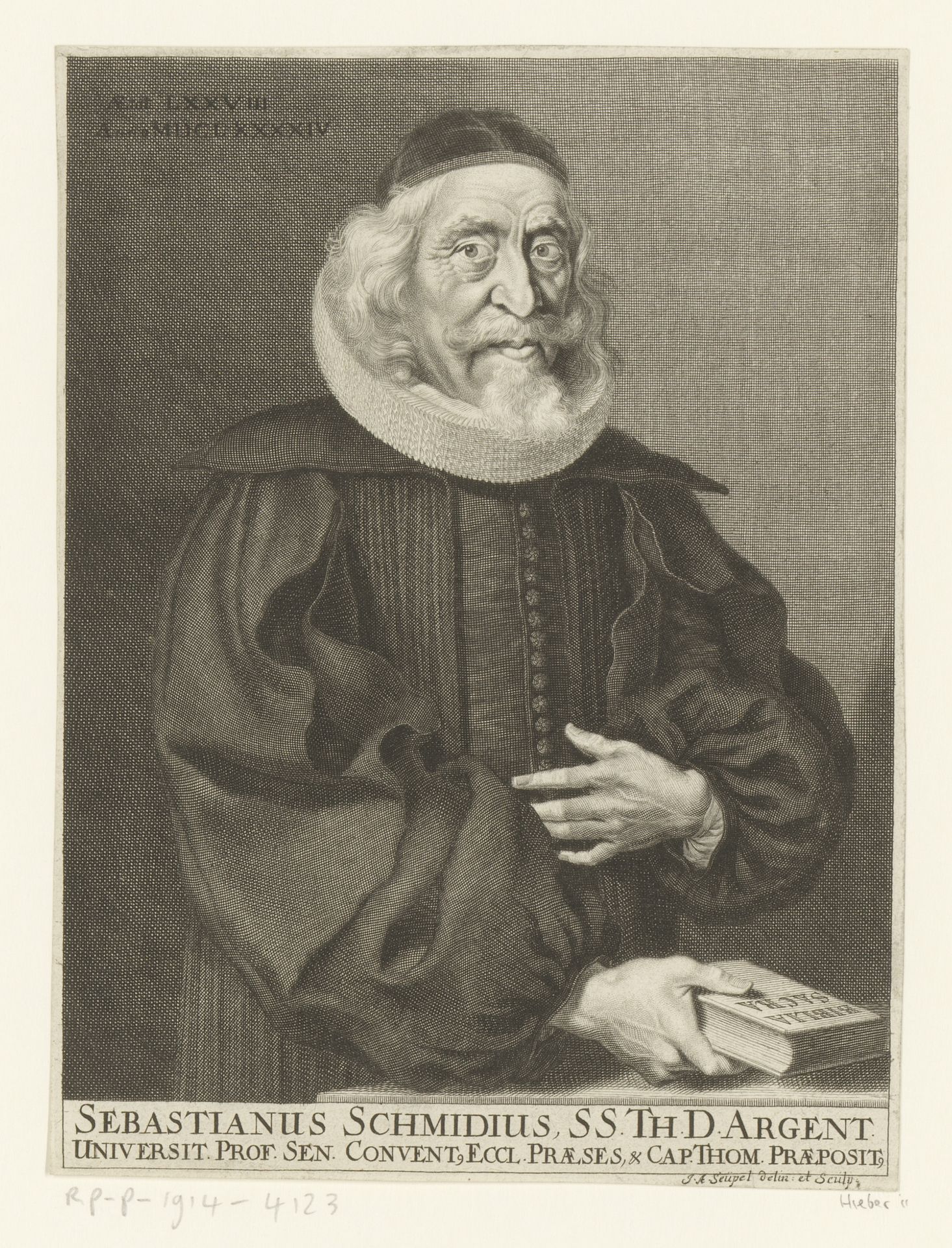 Portret van Sebastian Schmidt by Johann Adam Seupel
