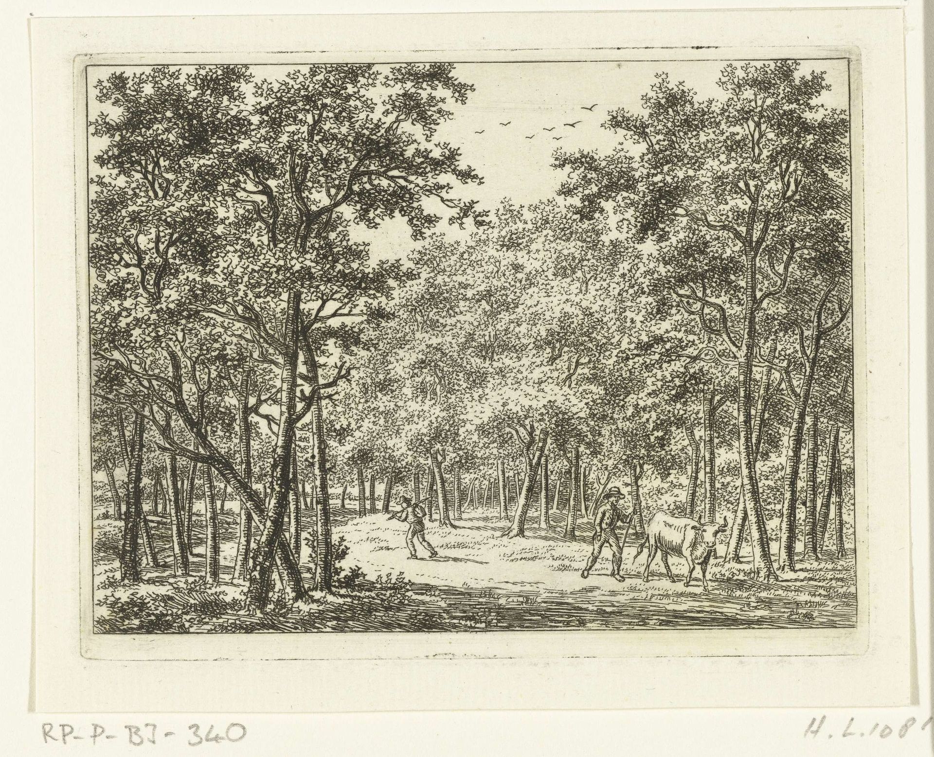 Herder met koe in het bos by Ernst Willem Jan Bagelaar