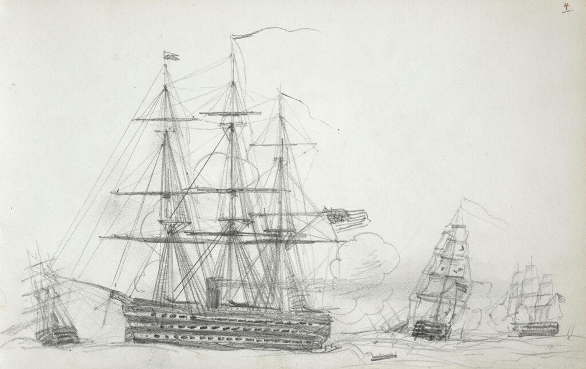 Ships; verso: Sketches of Gladiator and Head by John Singer Sargent