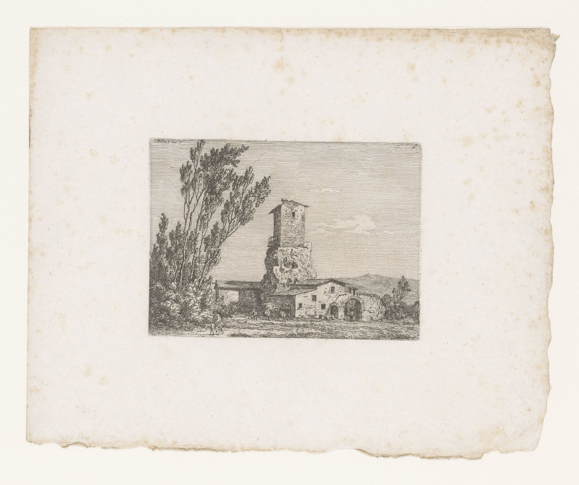 Italiaans landschap met landhuis by Jacob Wilhelm Mechau