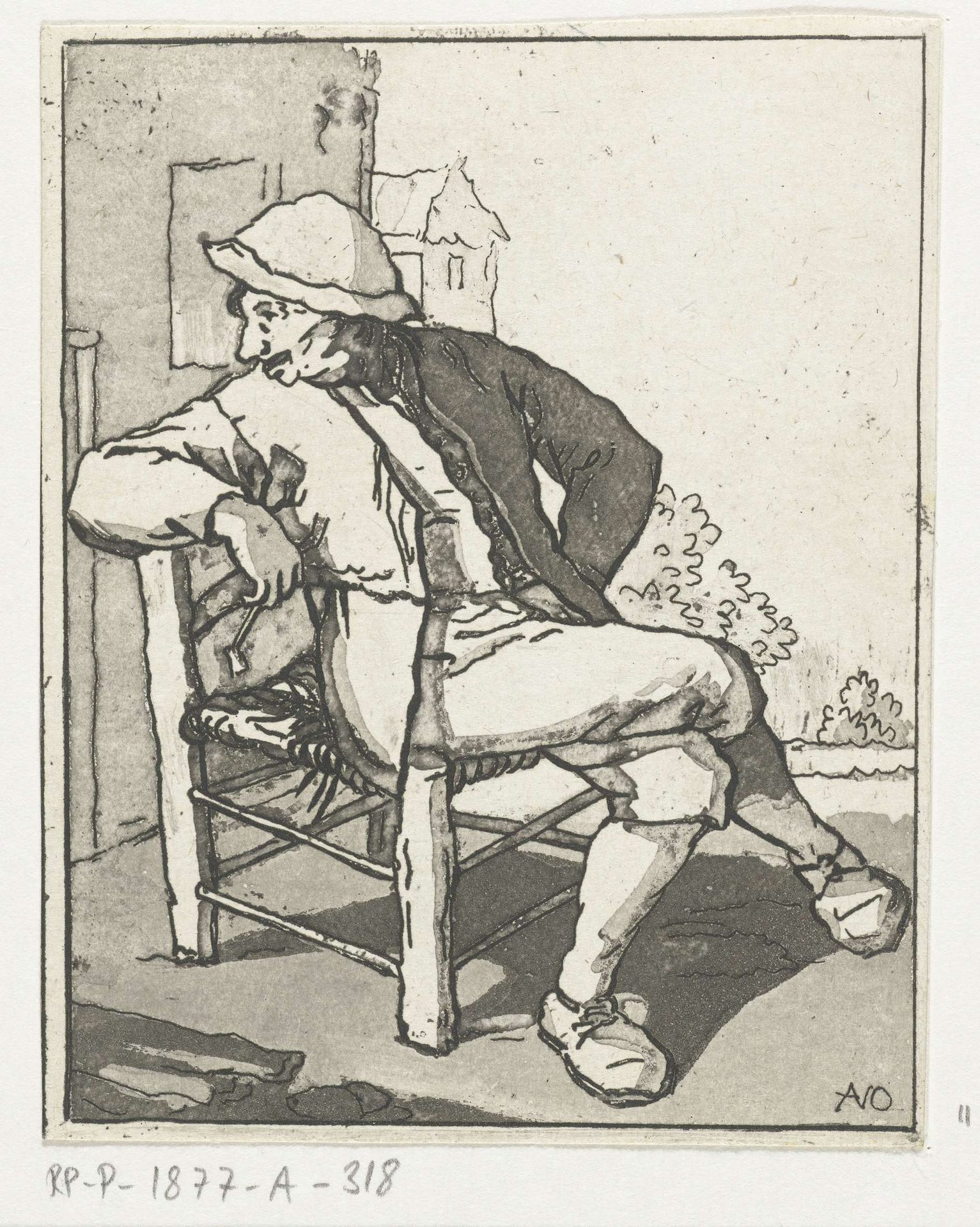 Zittende man by Anthonie van den Bos