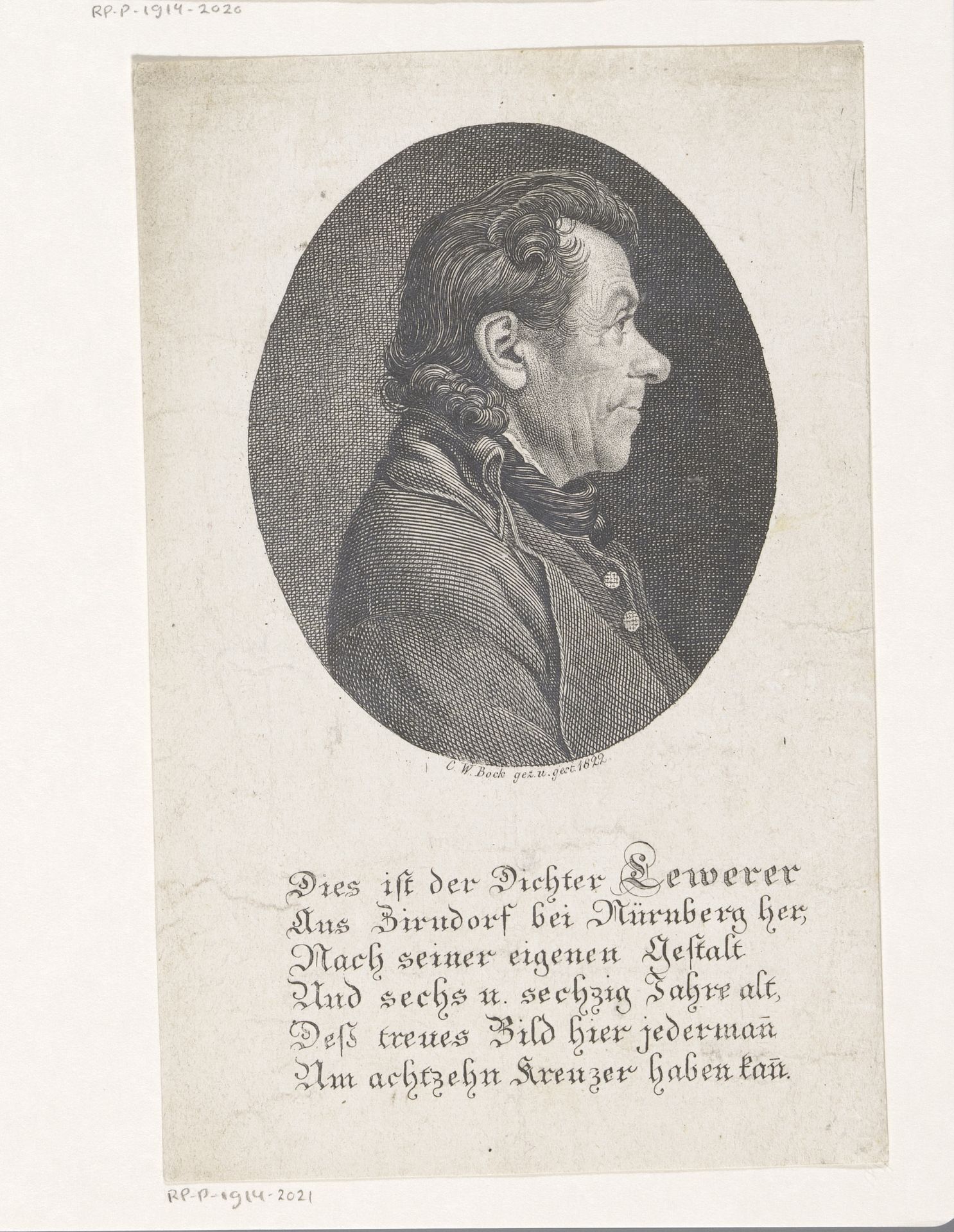 Portret van Johann Jacob Lewerer by Christoph-Wilhelm Bock