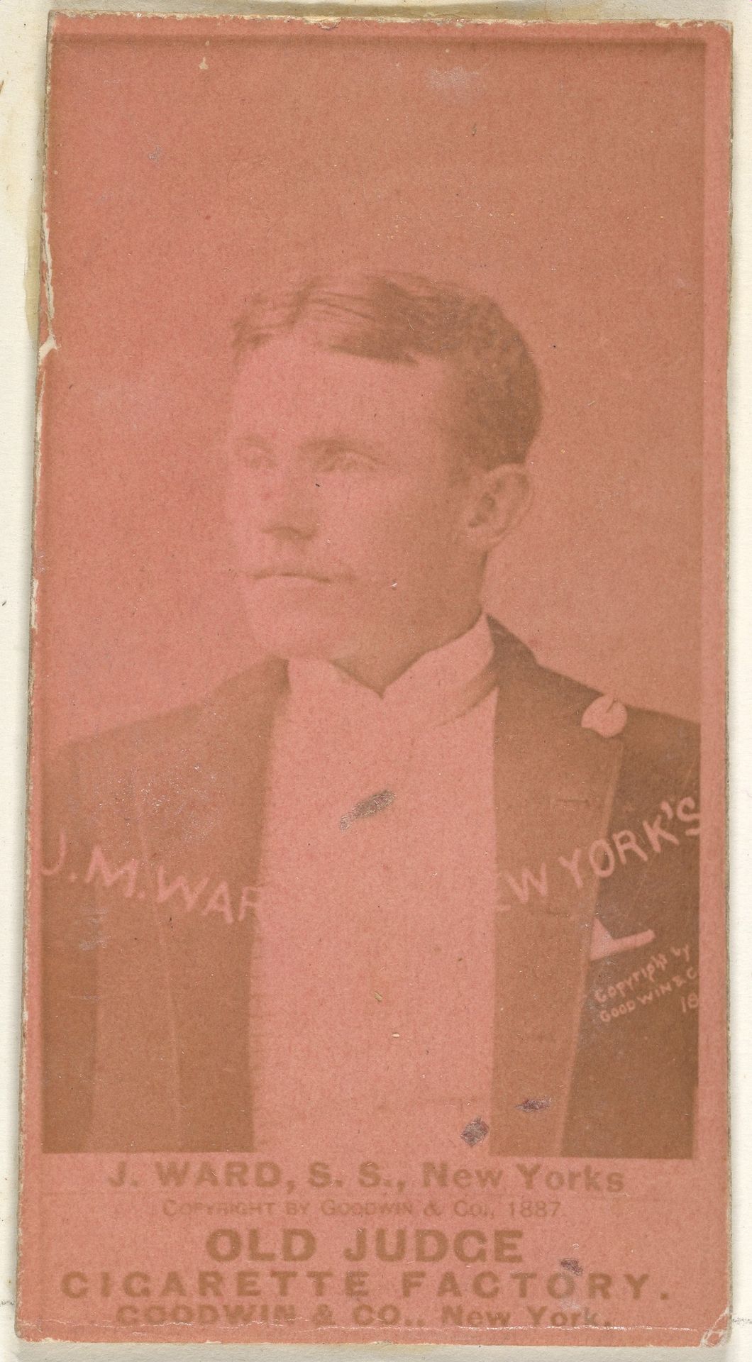John Montgomery Ward, Captain and Shortstop, New York, from the Old Judge series (N172) for Old Judge Cigarettes by Goodwin & Company