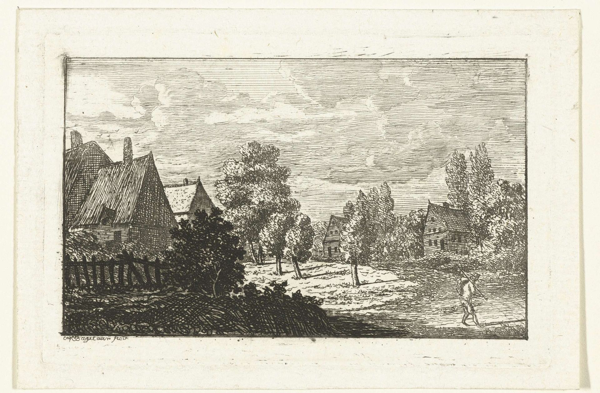 Gezicht op Lechhausen bij Augsburg by Ernst Willem Jan Bagelaar
