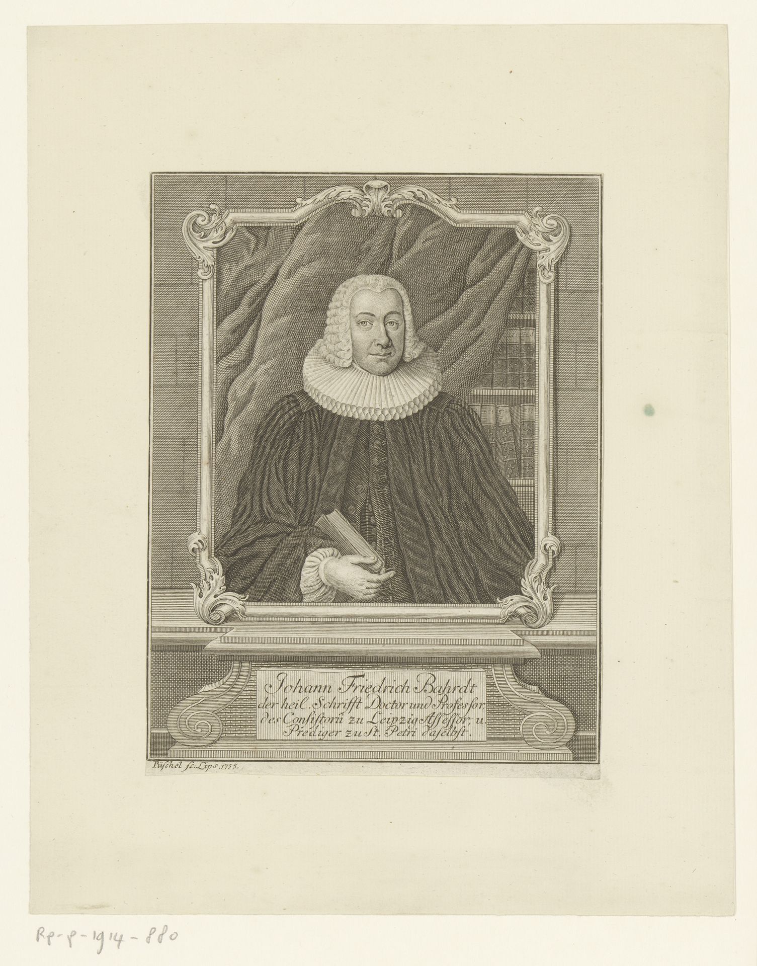 Portret van Johann Friedrich Bahrdt by Johann Christian Püschel