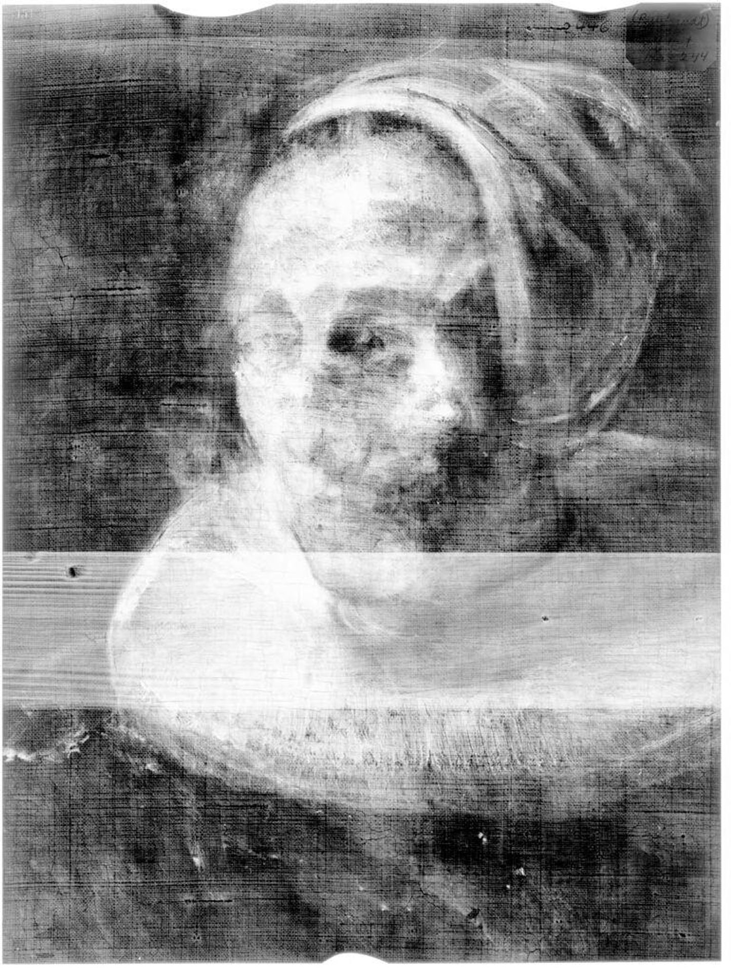 X-radiograph(s) of "Self-Portrait (female portrait underneath)" by Artist of original: Rembrandt Harmensz. van Rijn