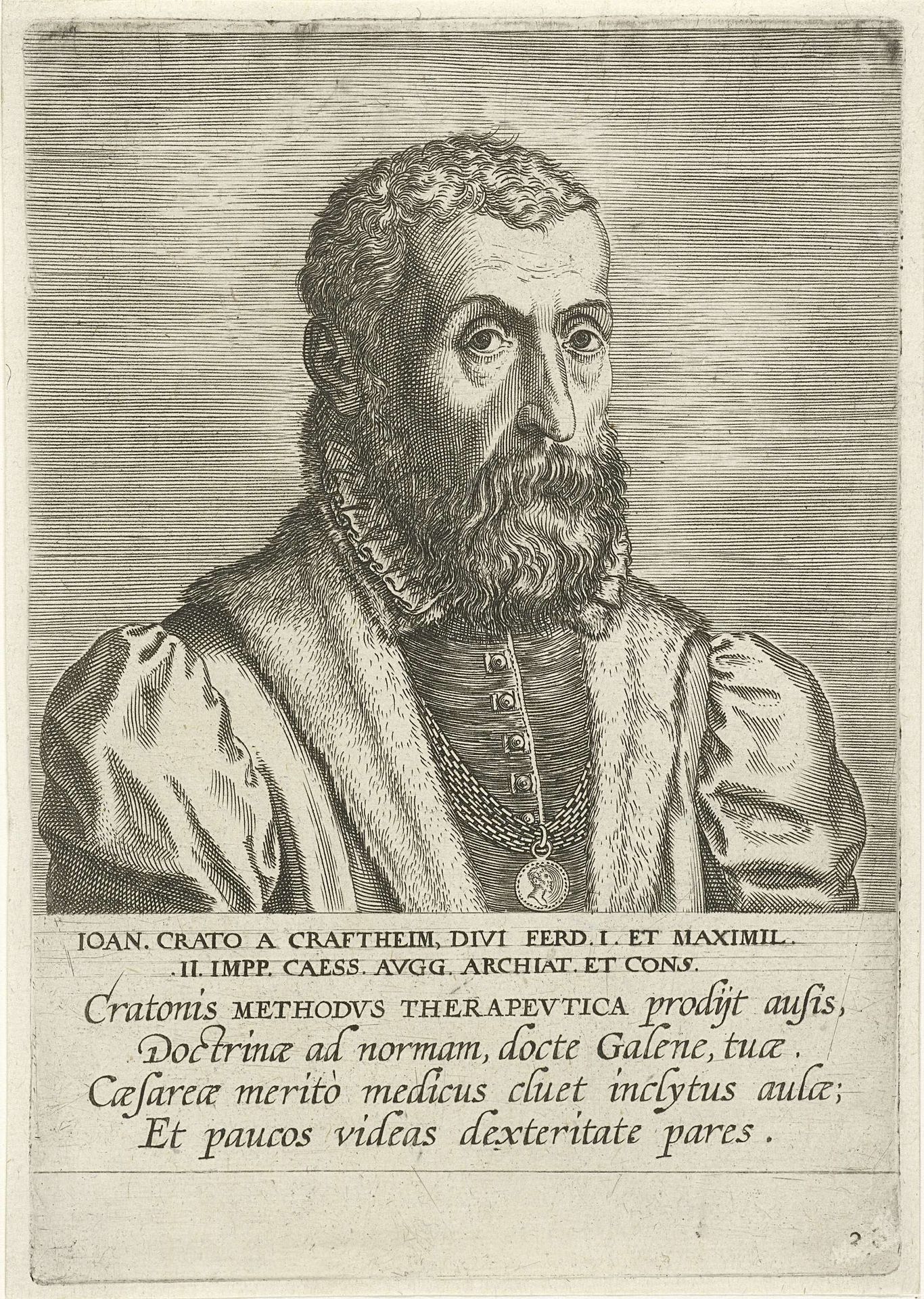 Portret van Johannes Crato by Philips Galle
