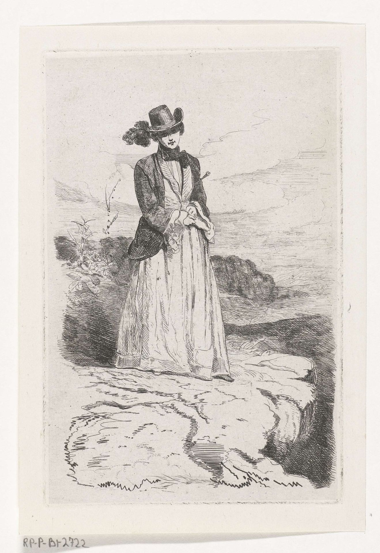 Staande vrouw met rijzweep by Karel Frederik Bombled