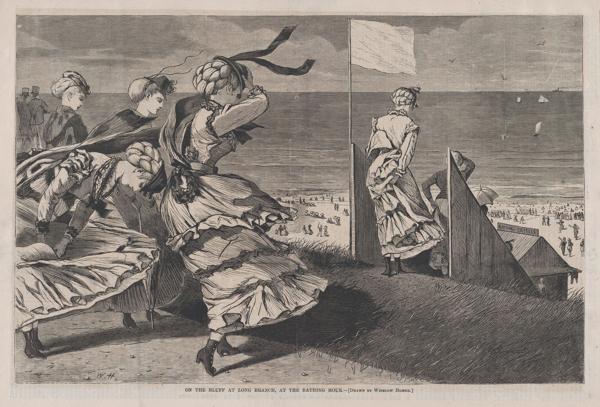On the Bluff at Long Branch, at the Bathing Hour (from "Harper's Weekly," Vol. XIV) by Winslow Homer