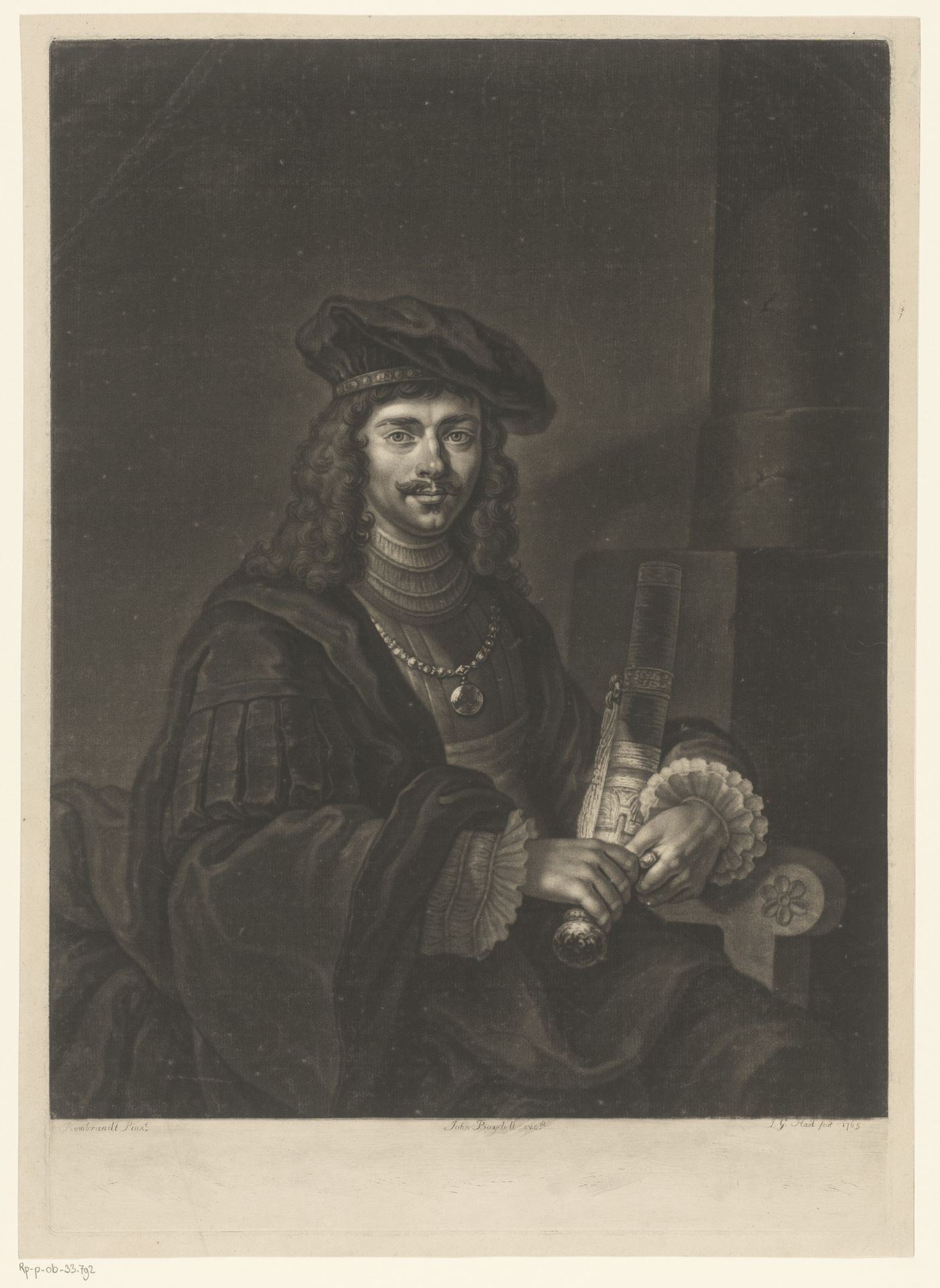 Portret van een onbekende man met baret by Johann Gottfried Haid