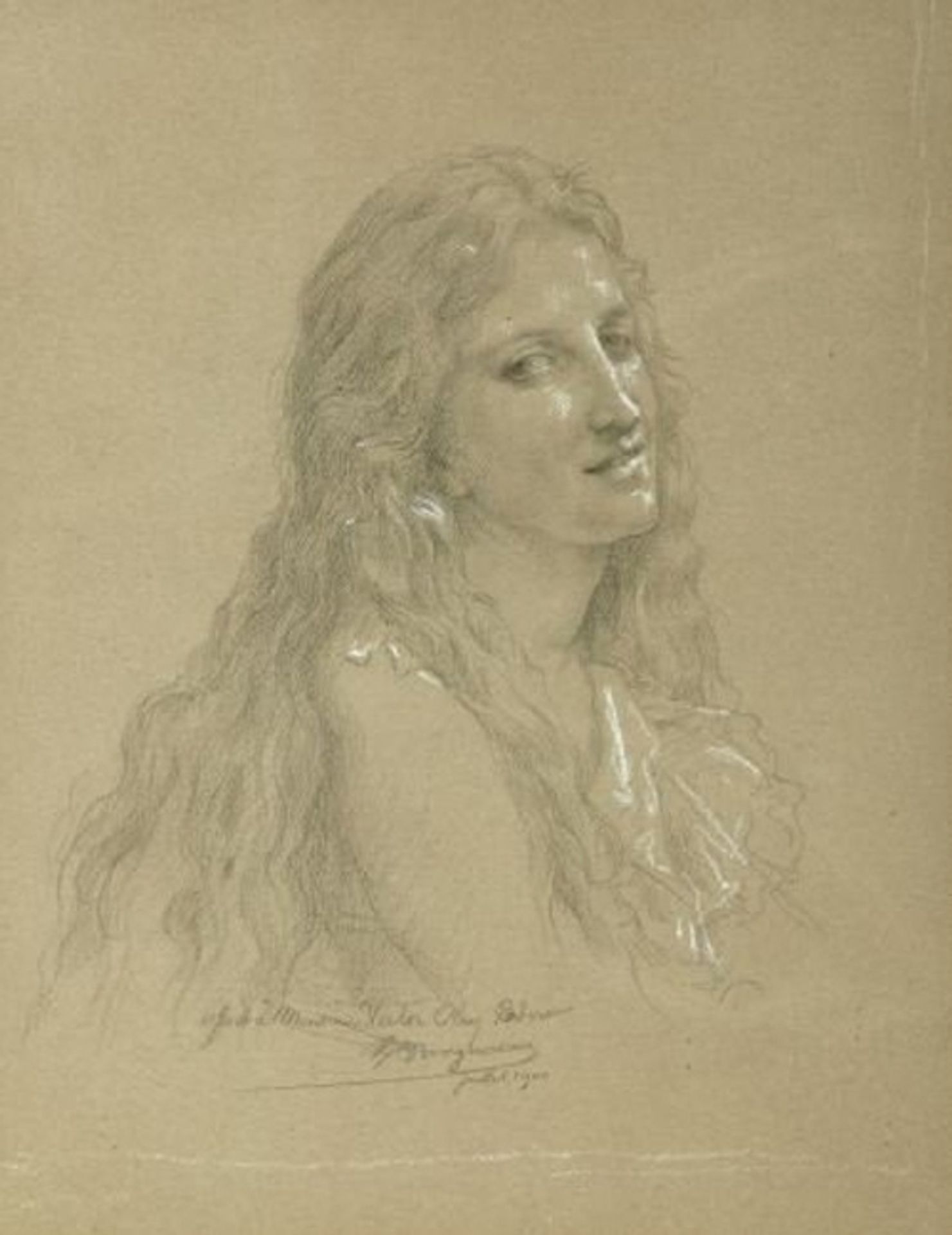 Drawing of a Woman by William Bouguereau
